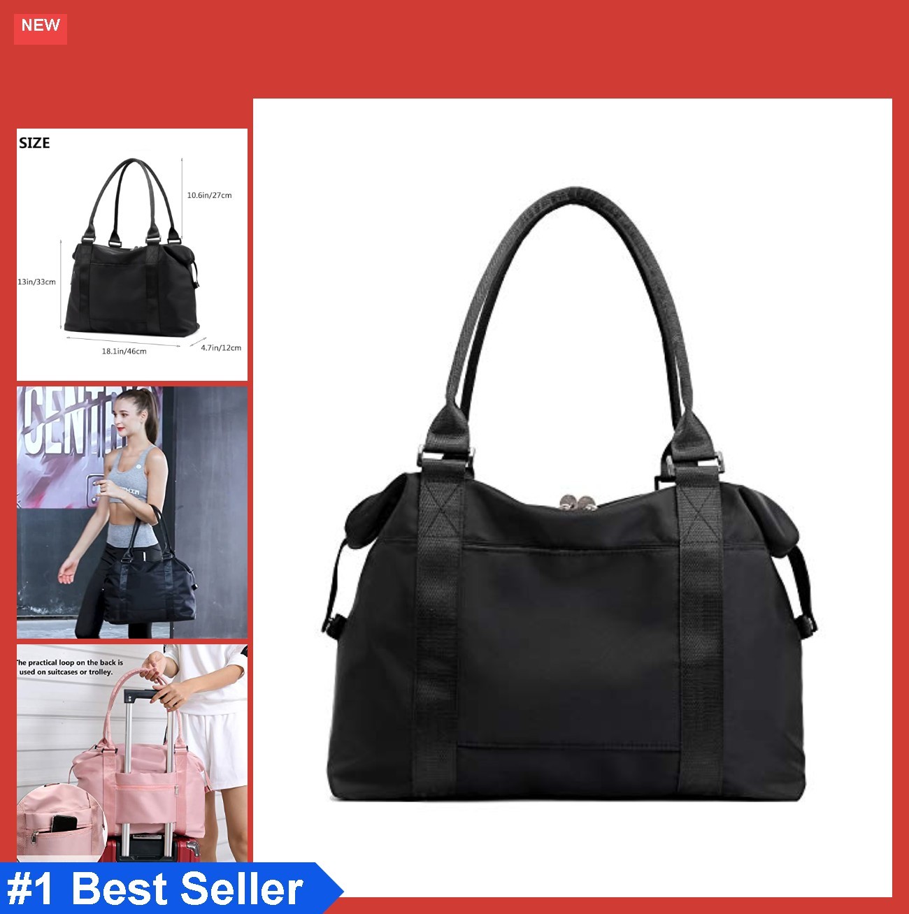 Tote Duffle Bag 18 Inch Nylon Waterproof Travel Weekender with Trolley Sleeve