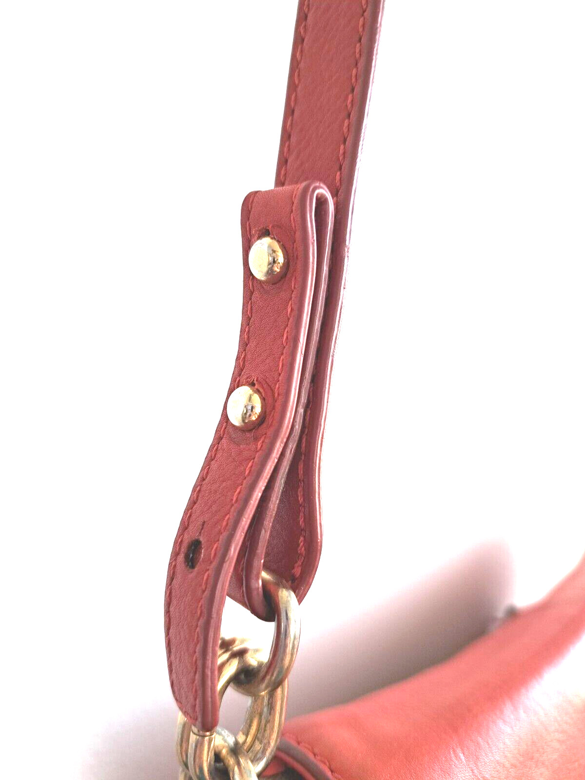 Burnt Orange Red Leather Semicircle Crossbody Flap Push Lock Small Purse J Crew