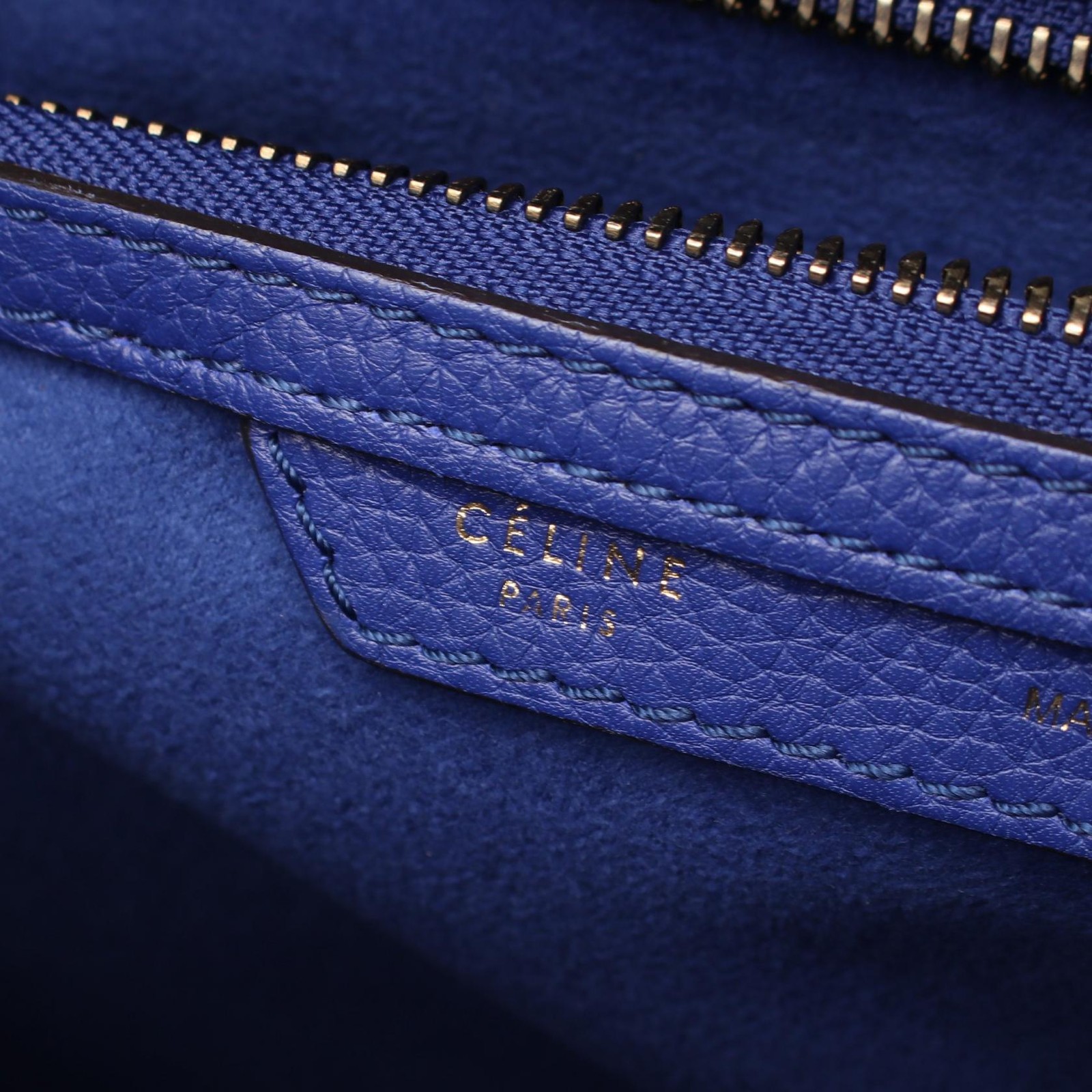 CELCeline 189703 Phantom Royal Blue Grained Leather Tote Matching Blue Lining