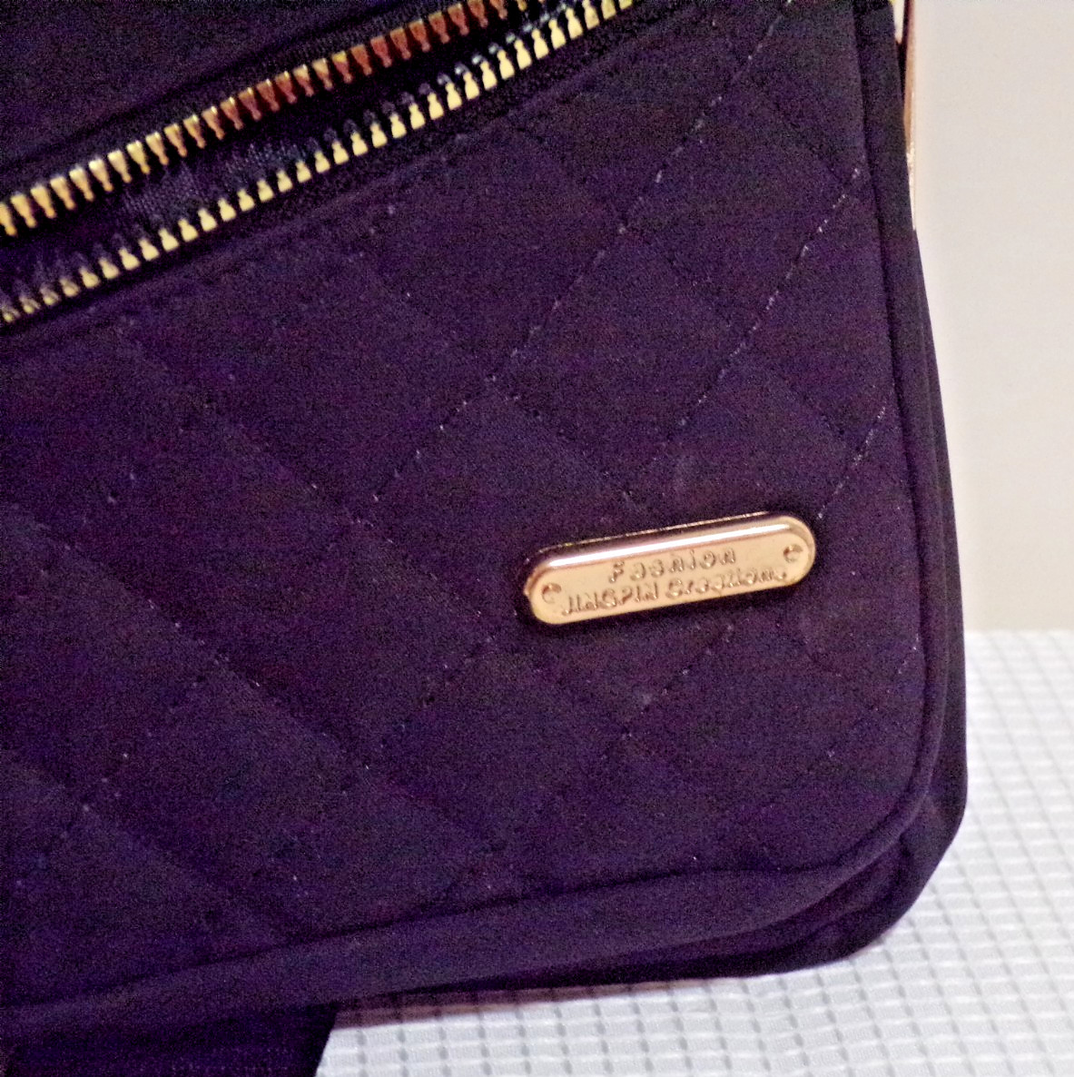 Jingpin Fashion Mini Crossbody Sling Back Quilted Black w/Rose Gold Hardware