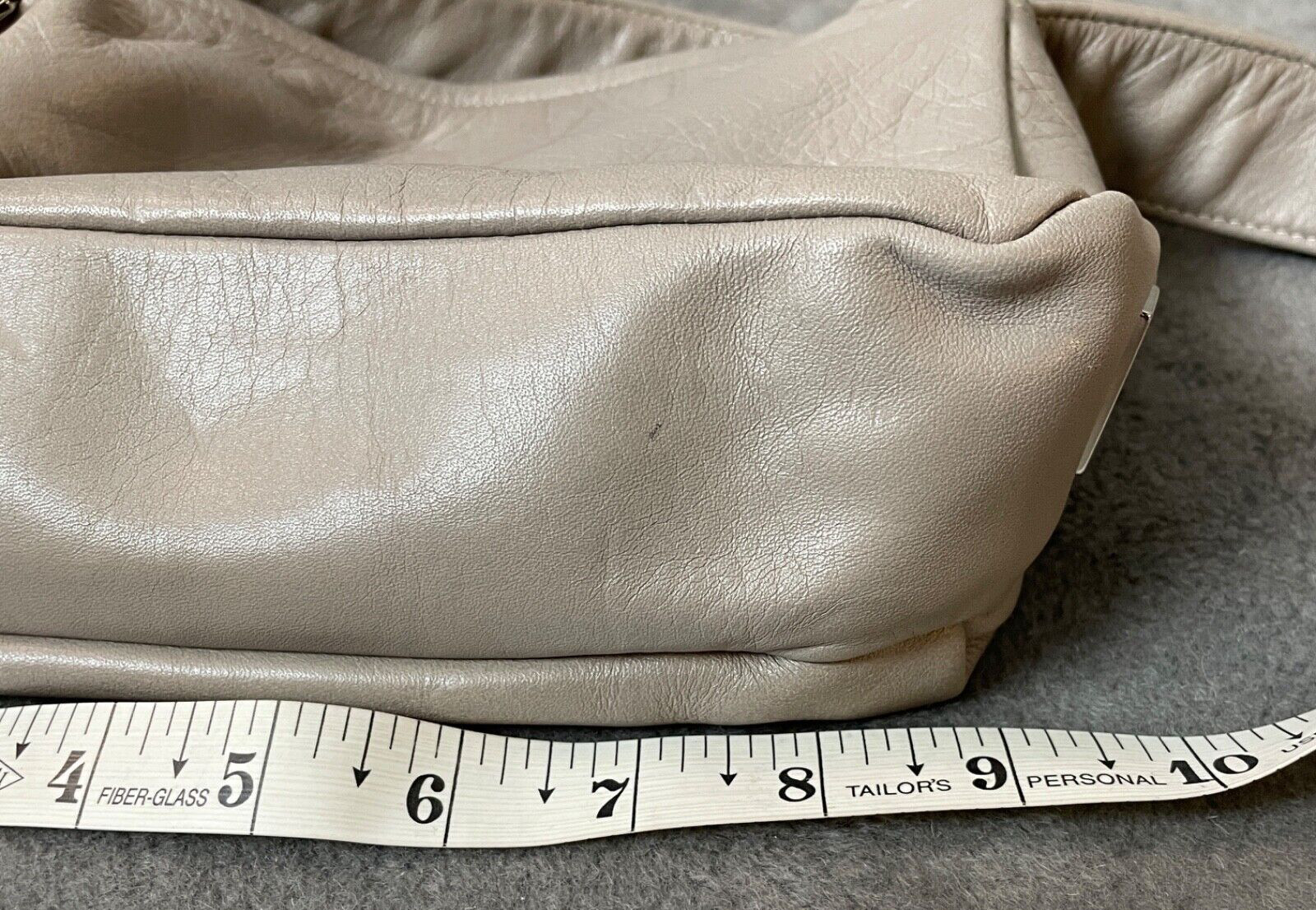Perlina New York Womens Crossbody Handbag Gray Zip Close Outside Zip Leather