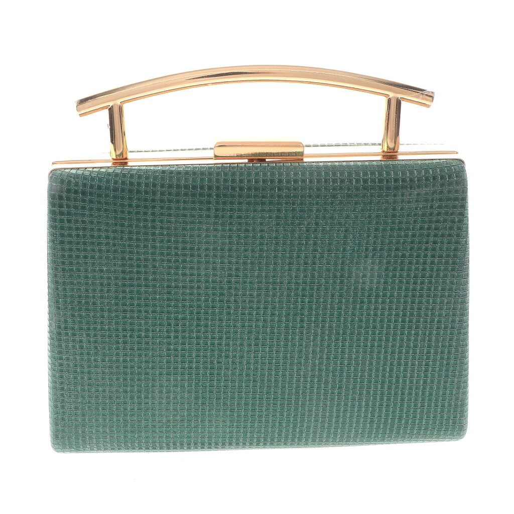 Gold Tone Metal Glitter Fabric Clutch Evening Bag BZY239-GRN