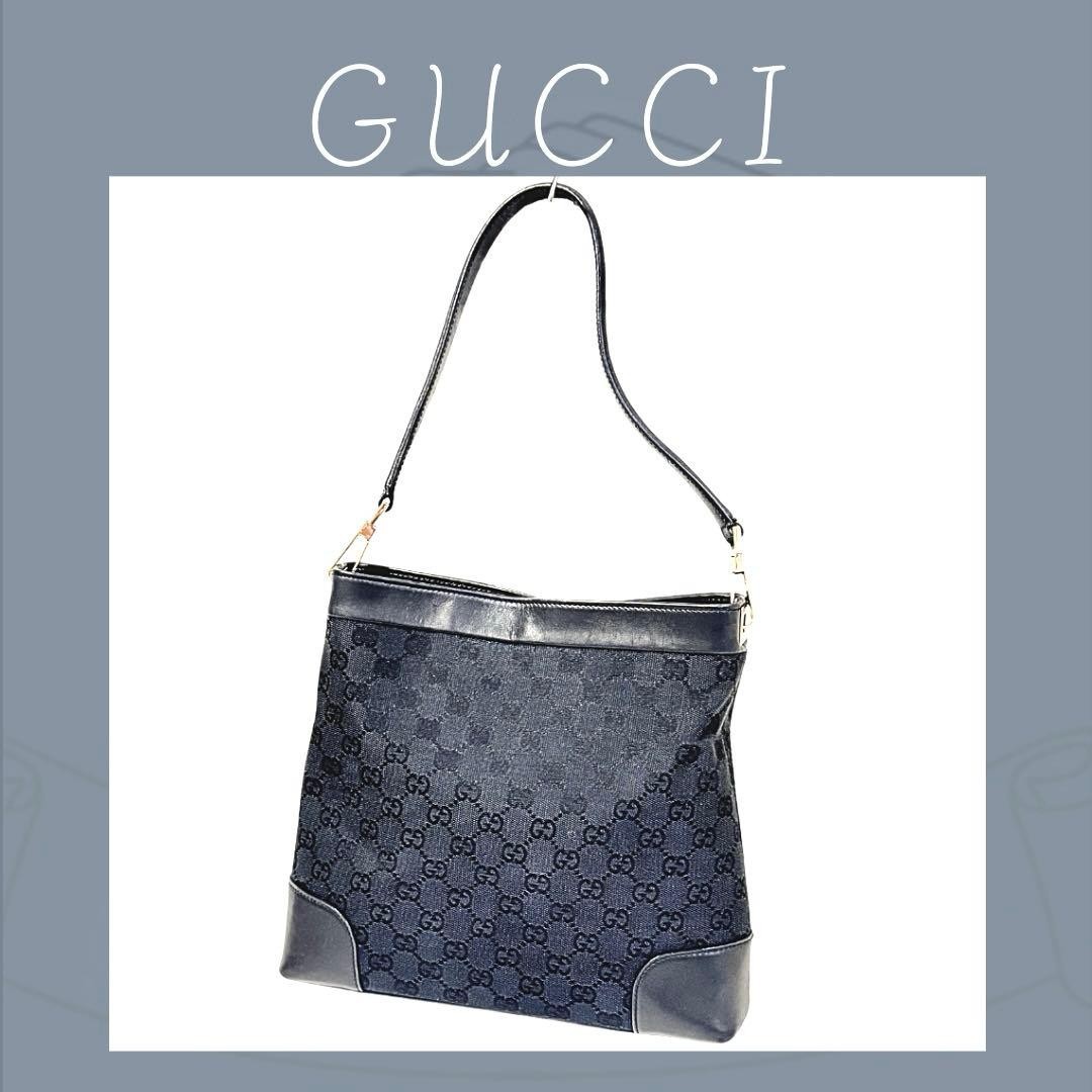 GUCCI Canvas One Shoulder Black Used From Japan