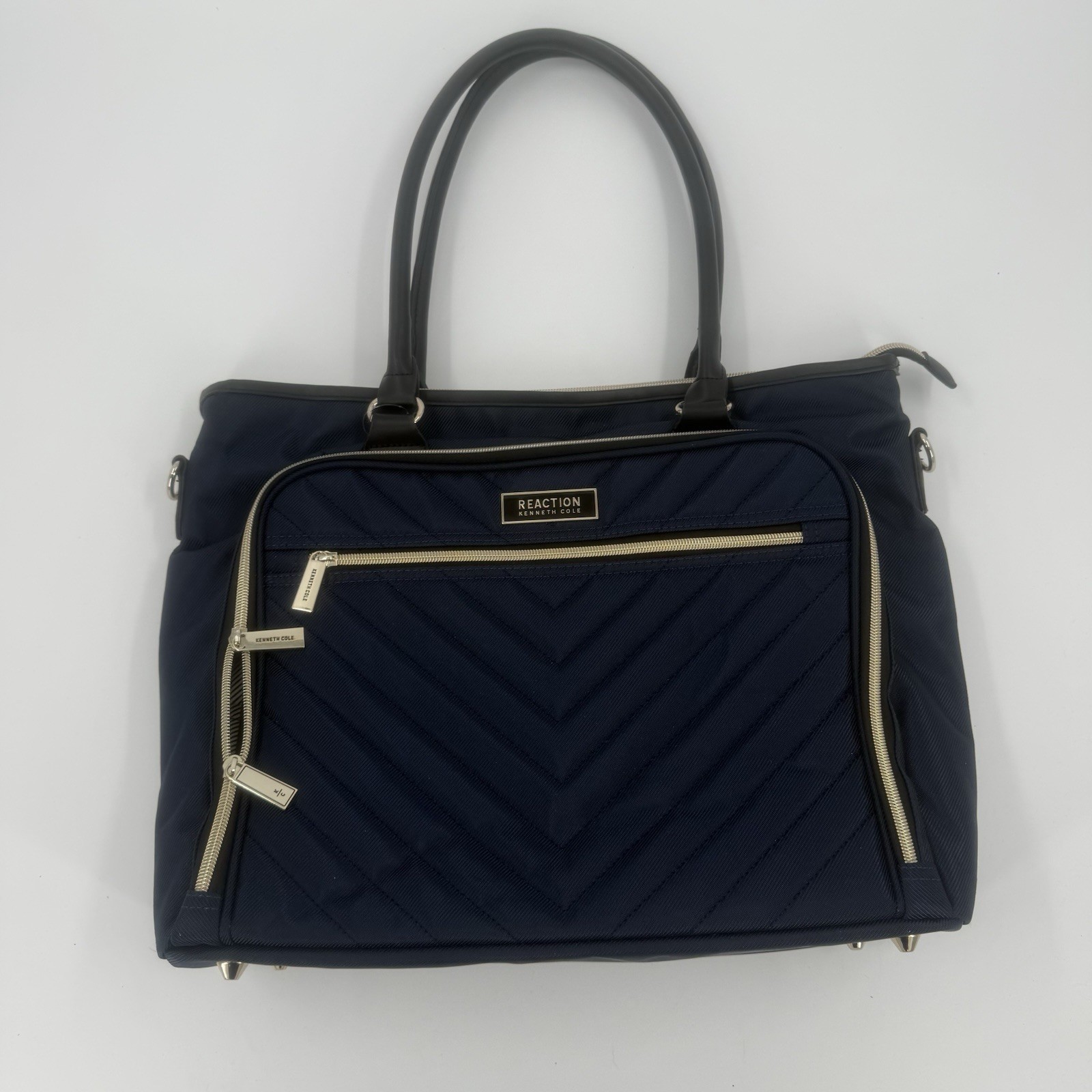 Kenneth Cole Reaction 15-17” Laptop Tote Bag Navy Quilted Work Business