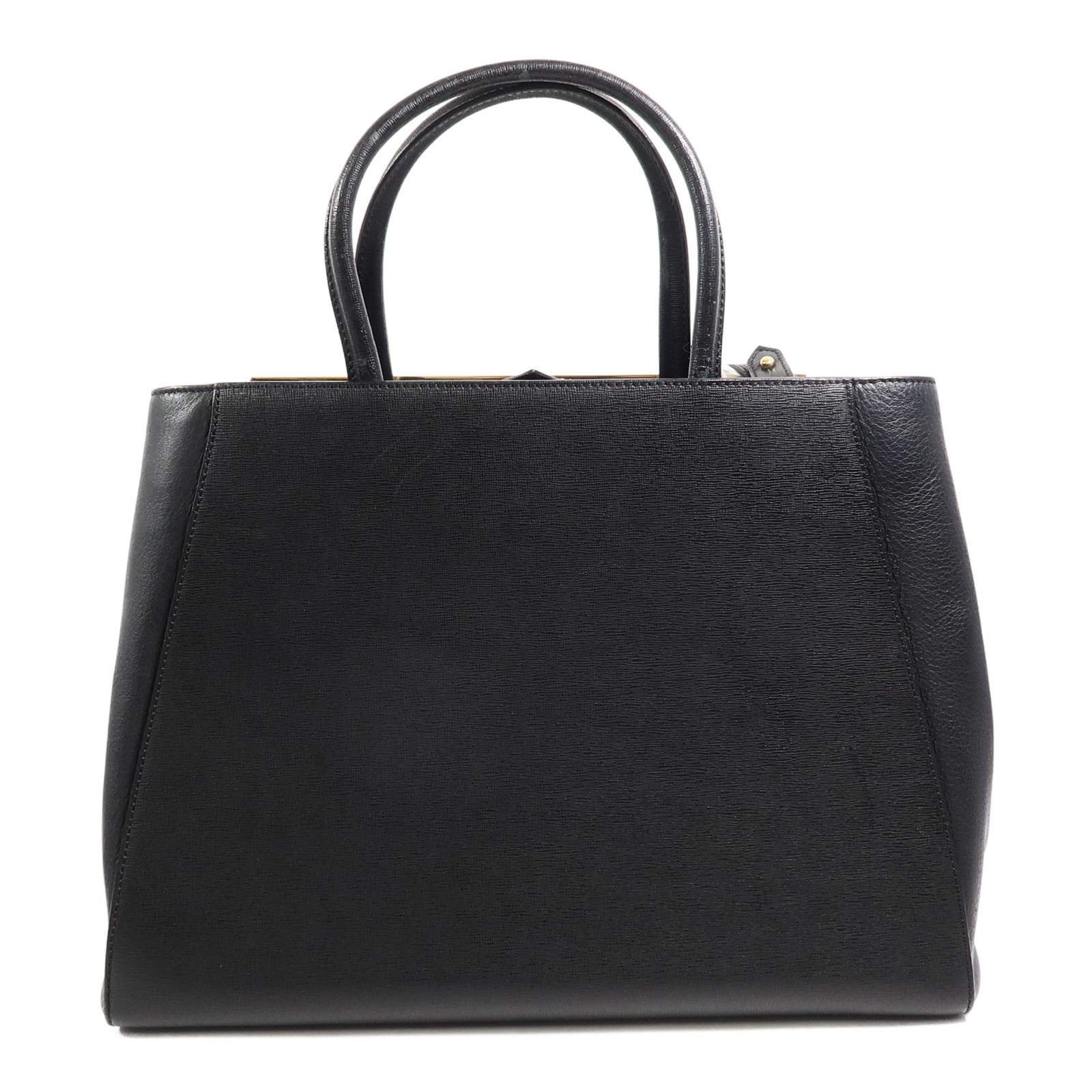 FENDI GHW 2 Jours 2 Way Shoulder Bag 8BH250 Calfskin Leather Black