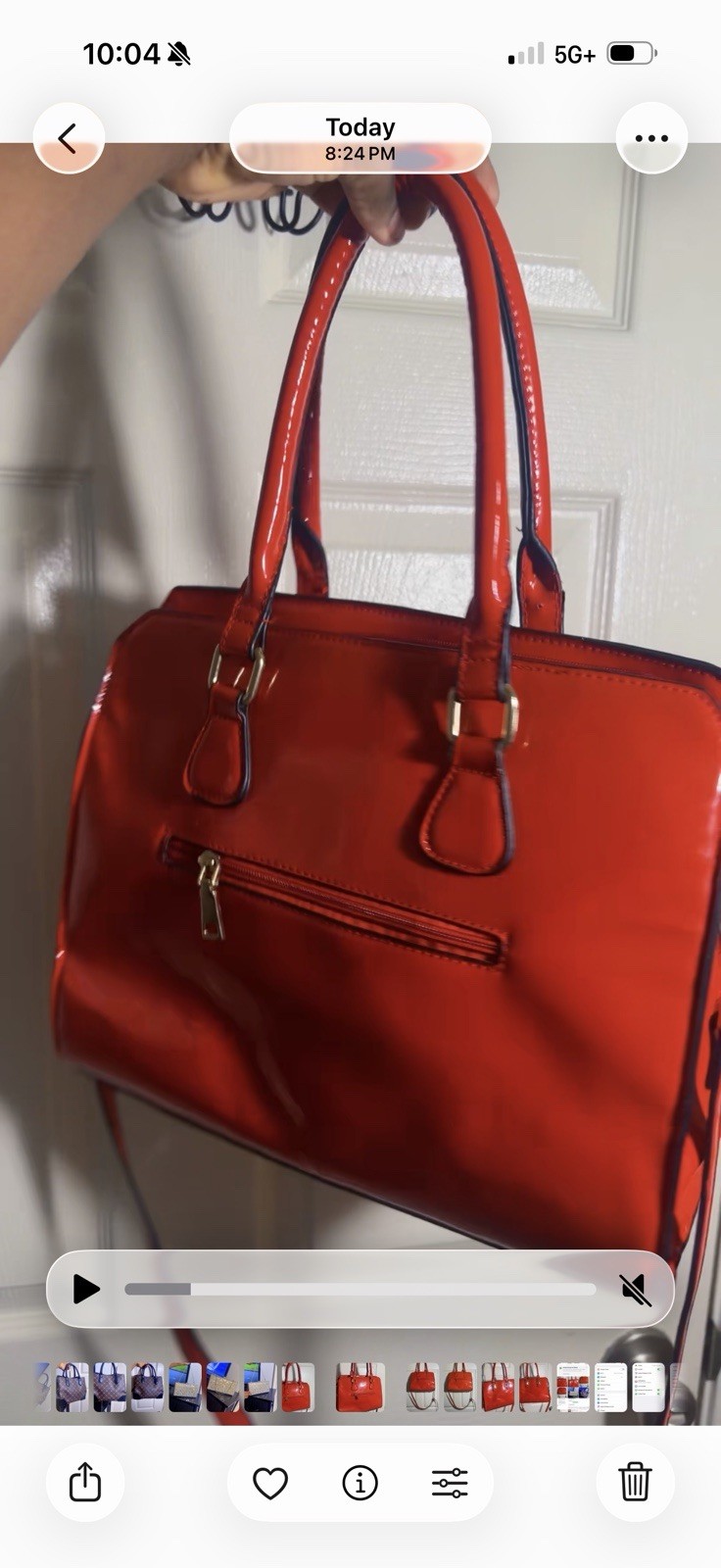 Beautiful red leather handbag with gold hardware. Spacious, stylish, and perfe