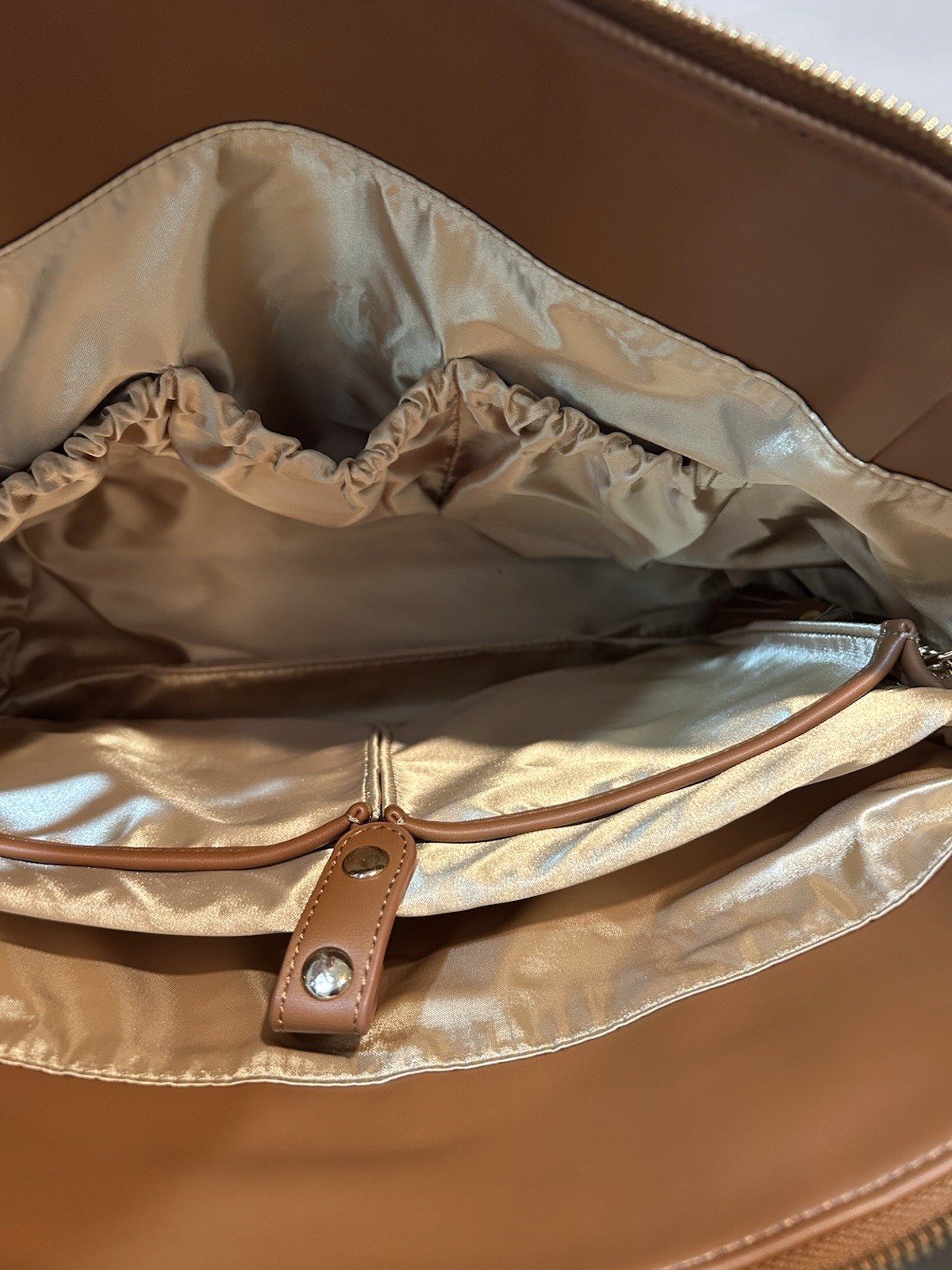 White Elm Gemini Convertible Tote Bag Almond / Gold Lining