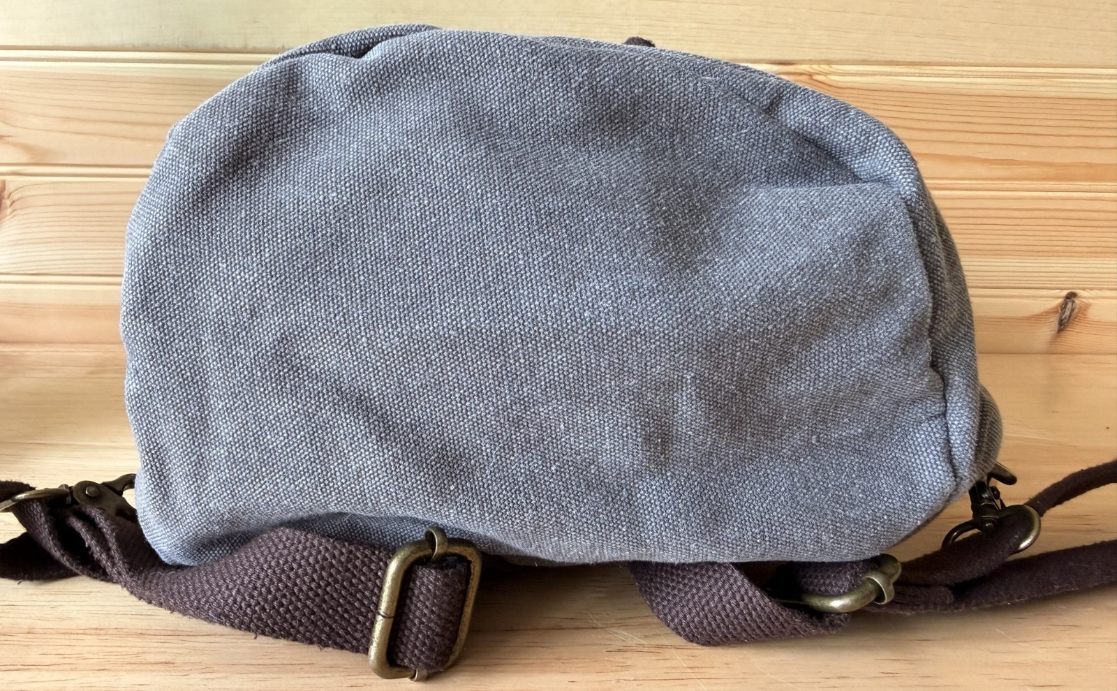 Gray Canvas Convertible Sling Backpack Crossbody Travel Bag Multi Pocket Unisex