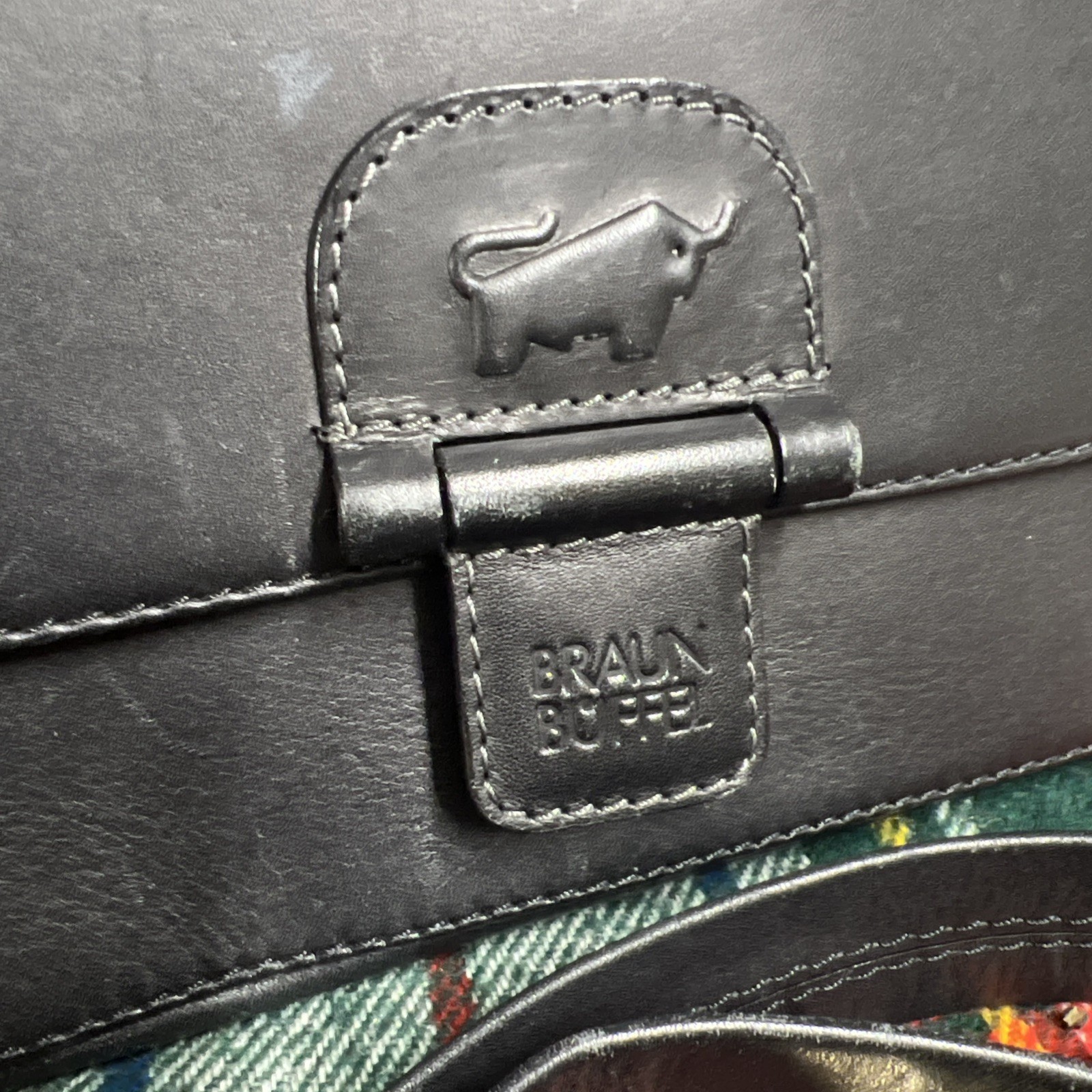 Braun Buffel Black Leather Tote Shoulder Bag, Single Handle, Germany, Briefcase