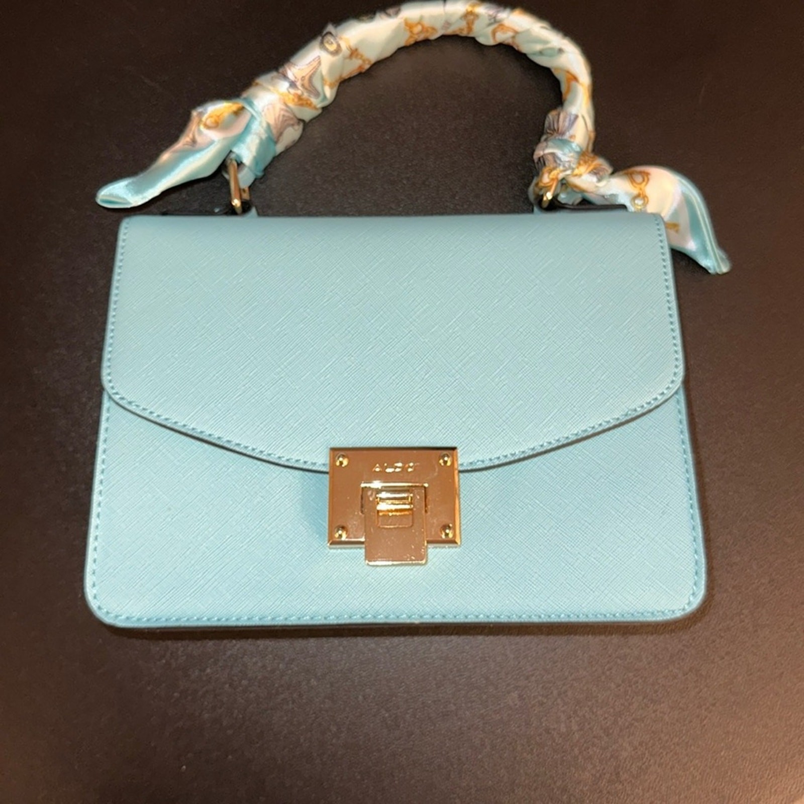 Aldo Bag light blue with scarf handle and cross body strap