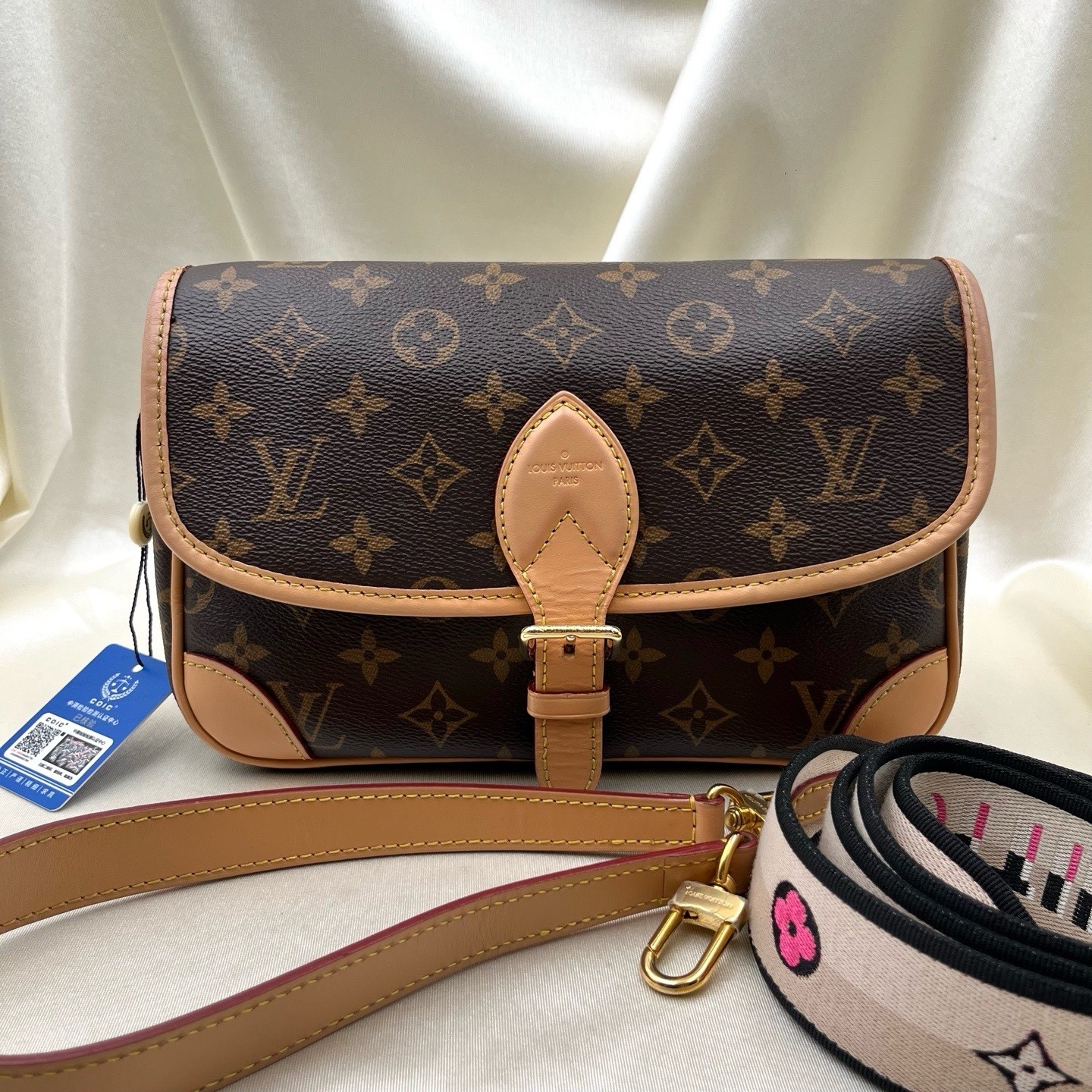 Louis Vuitton Diane M45985, Classic Monogram Coated Canvas Underarm Flap Bag