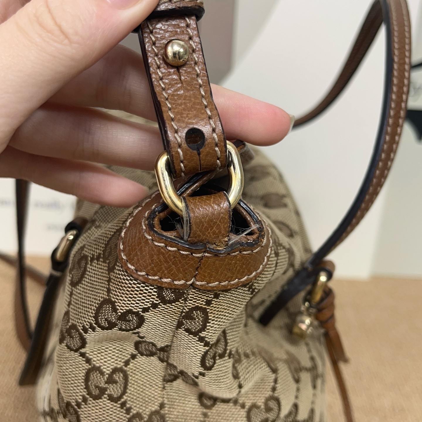 Gucci Pre-Owned Authentic Shoulder Bag Monogram 28*14*24 Canvas