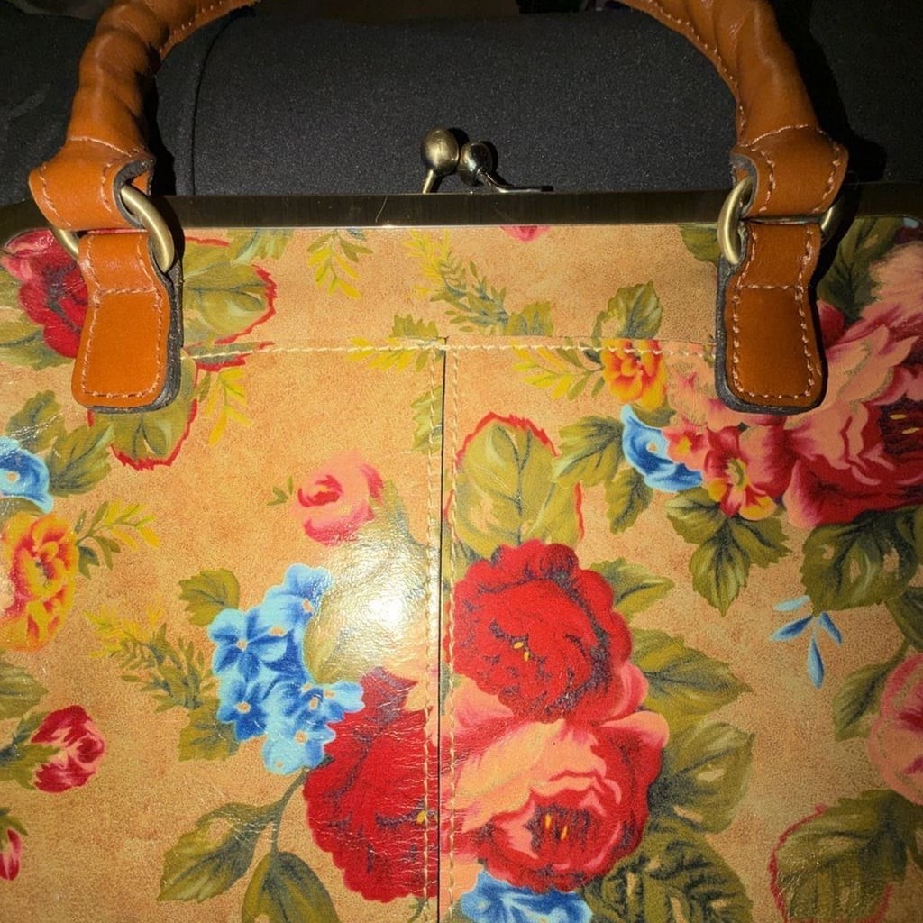 Patricia Nash Marcaria Floral Print Leather Frame Satchel