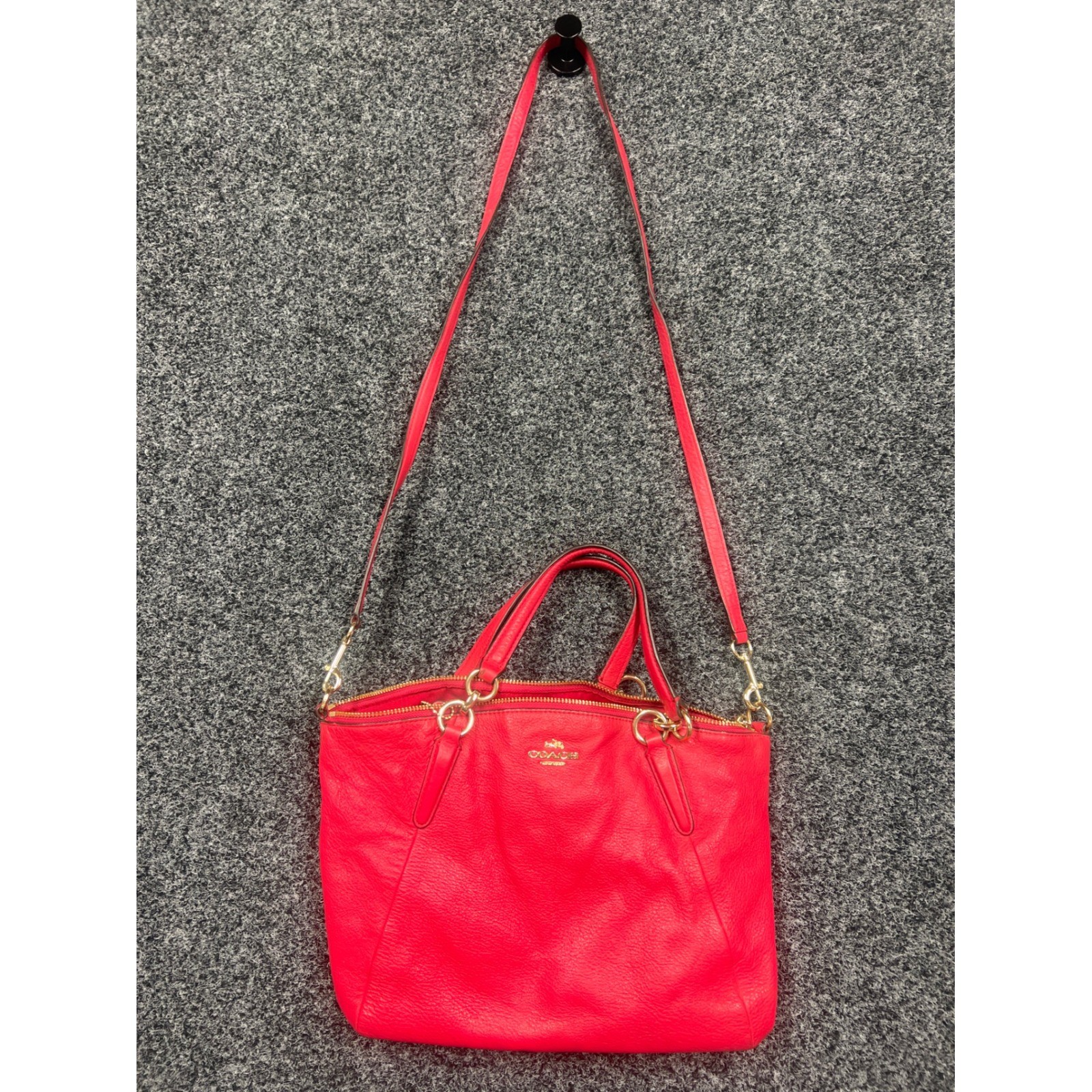 Coach Satchel Womens Red Kelsey Pebbled Leather Crossbody Bag F36675 F1748
