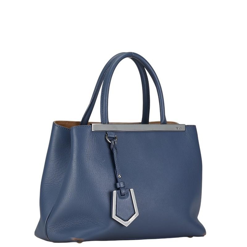 FENDI Petit 2Jours 2WAY Bag Blue Leather Used