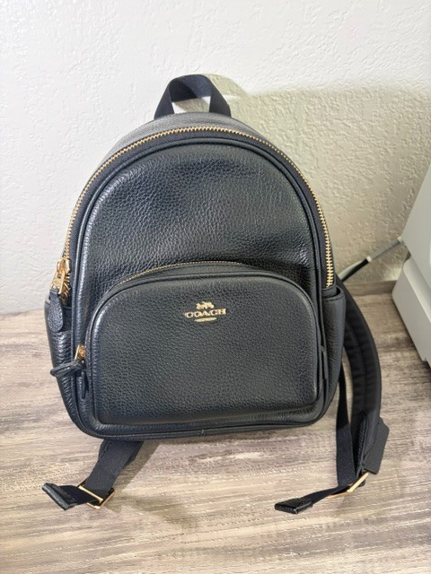 COACH Mini Court Backpack Black Pebbled Leather Style No. C8603