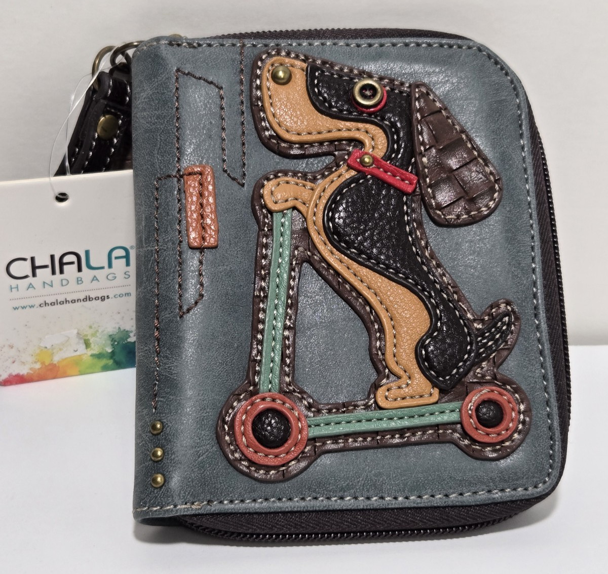 Chala Dog Variations & Paw Print Zip Around Wallet Dog Mom Dog Lovers NWT