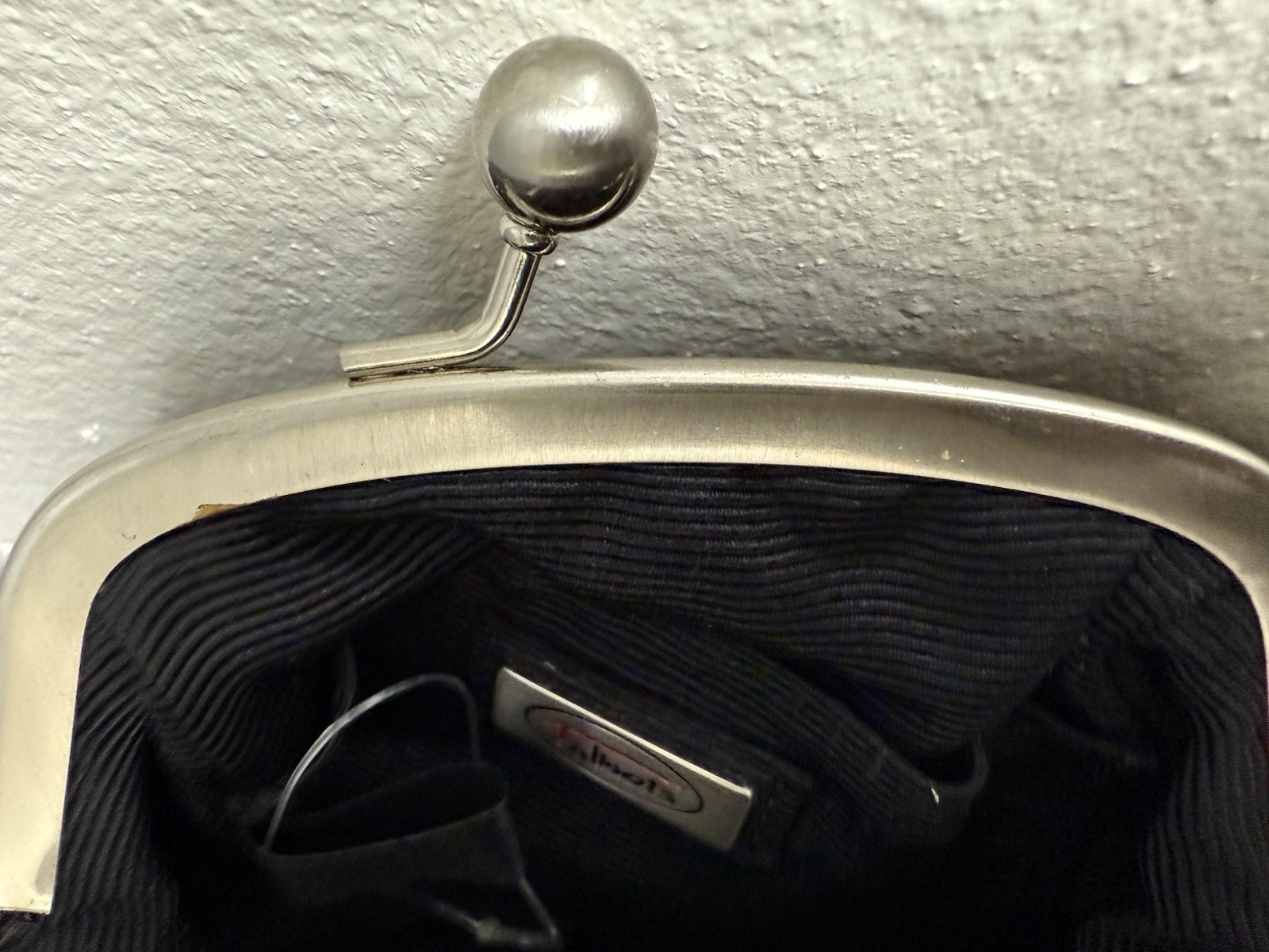 New Talbots Black Velour Small Purse Wallet Silver Toned Snaps
