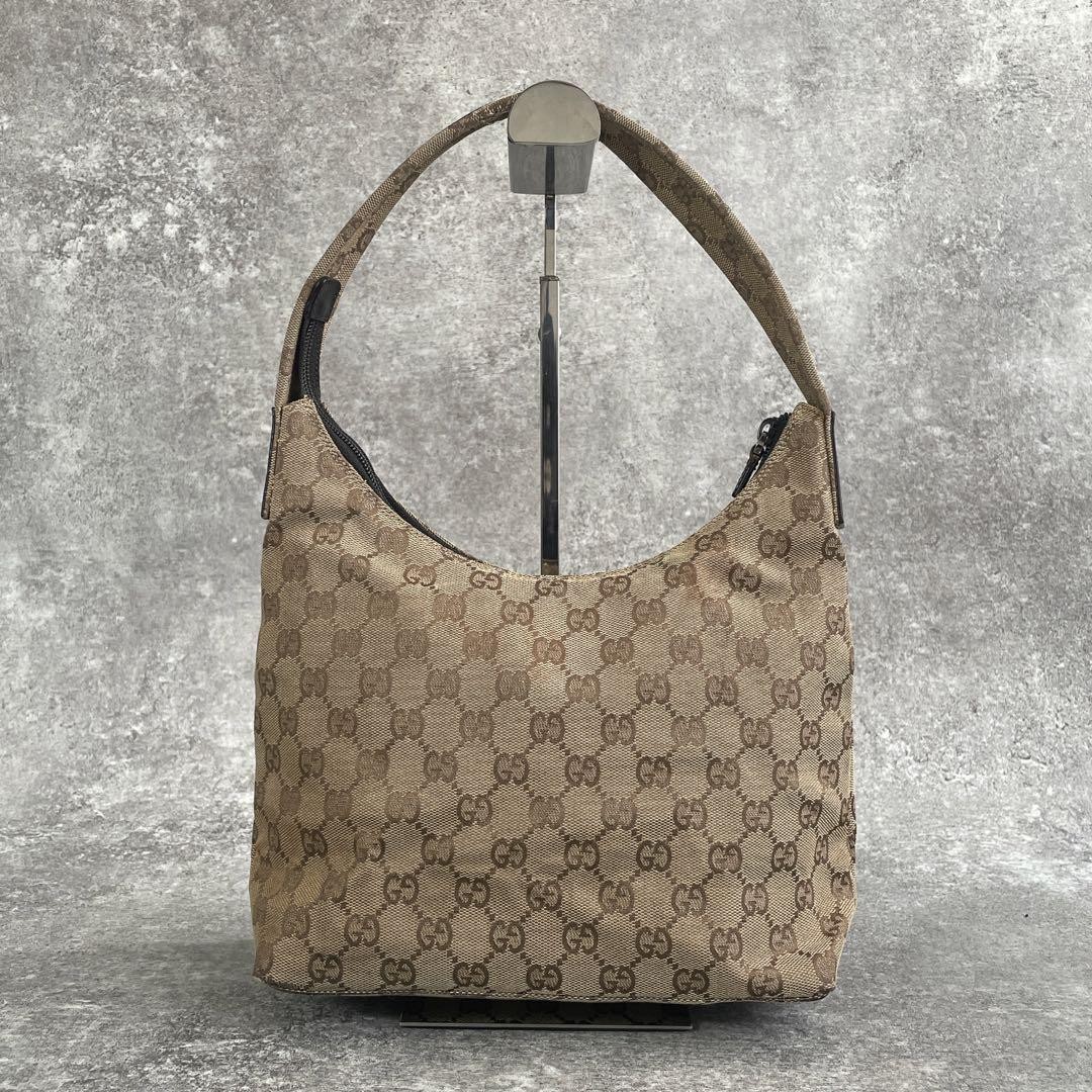 Old GUCCI One Shoulder Bag Handbag GG Canvas Beige Brown Type Hanging GG Pattern