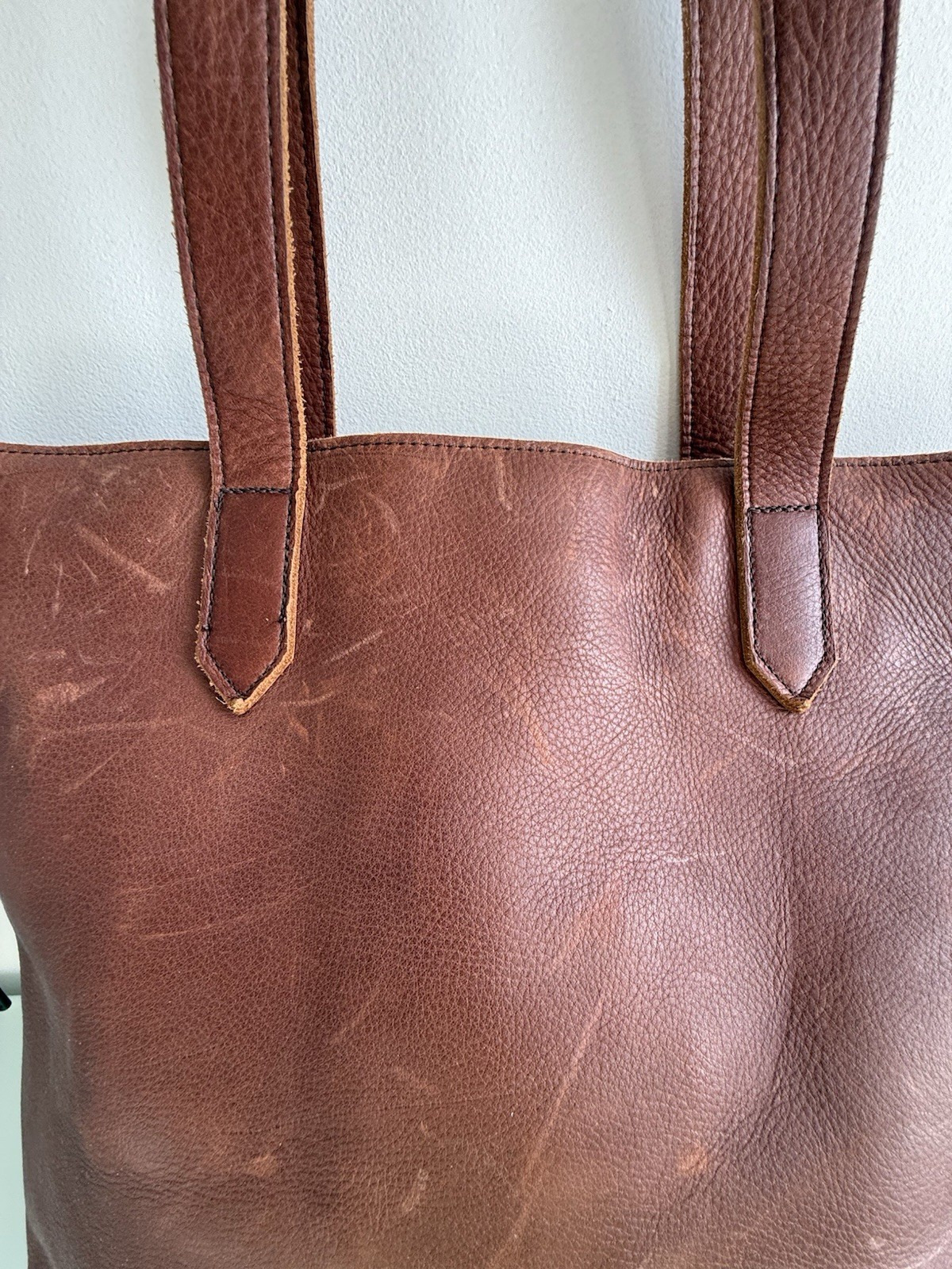 ✿ Lifetime Leather Brown Full Grain Leather Tote Bag Handmade USA Classic