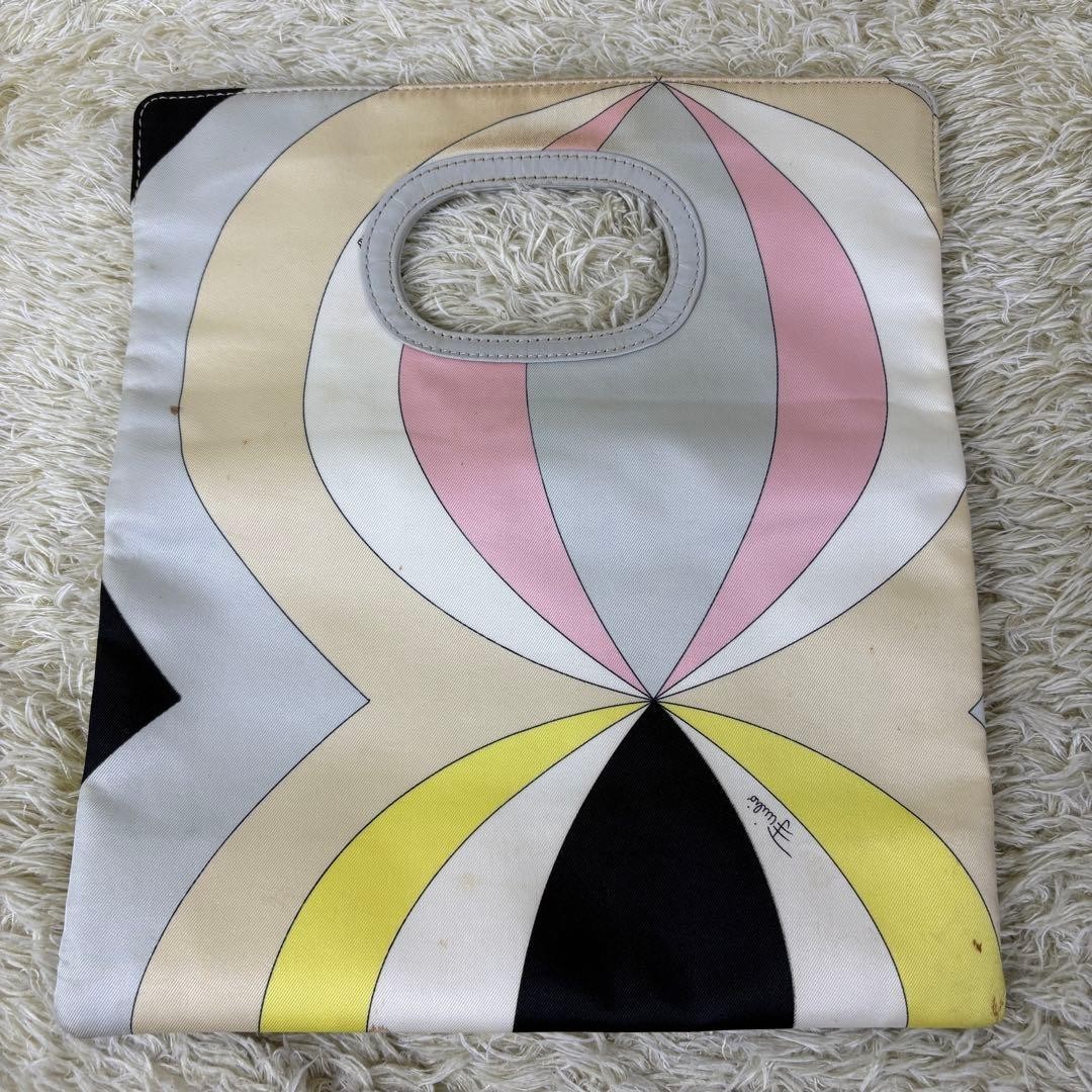 Emilio Pucci Clutch Bag Nylon Leather Multicolor Print Square Made in Italy