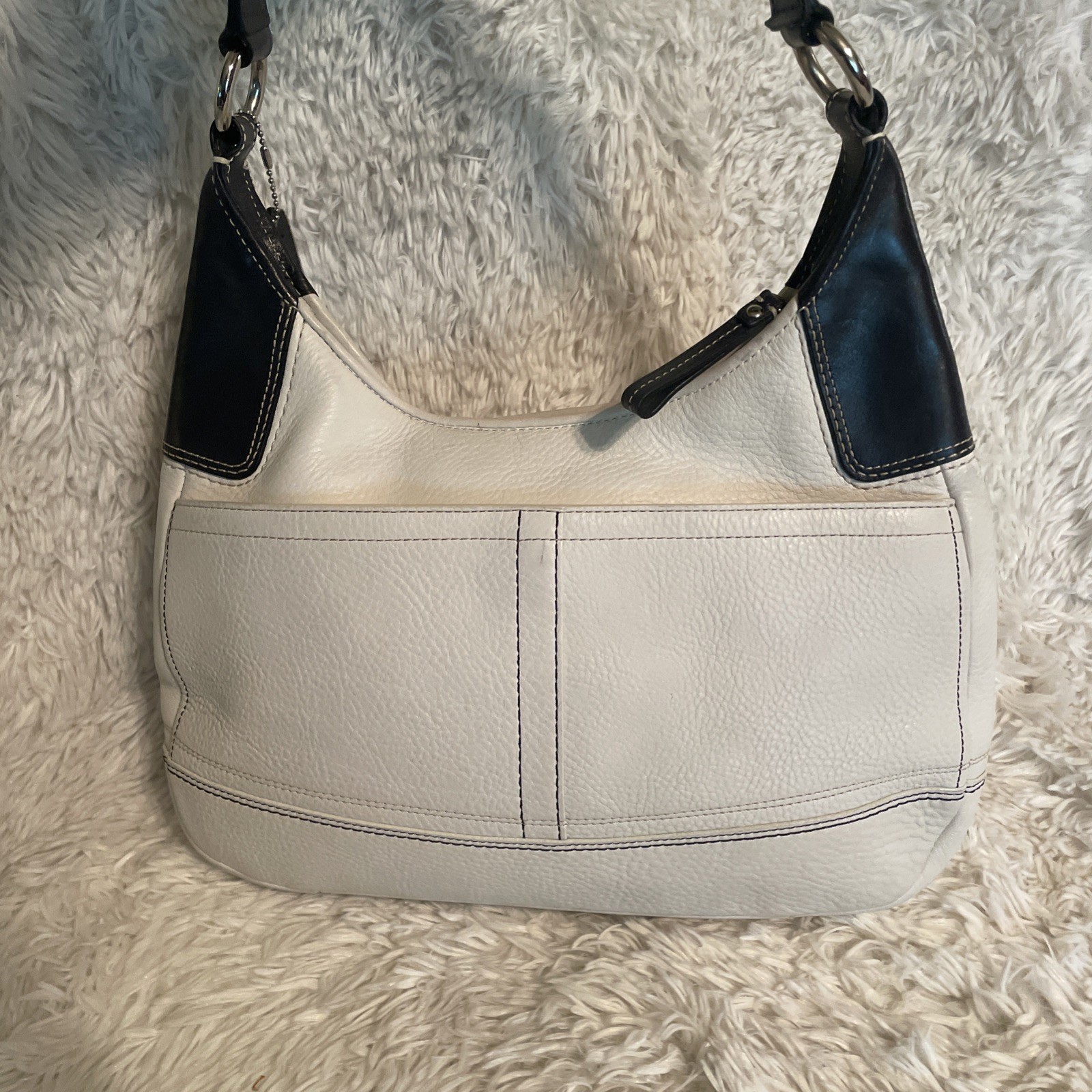 Coach Hamilton F13088 Tan Pebbled Leather Purse Shoulder Bag Lobster Clip