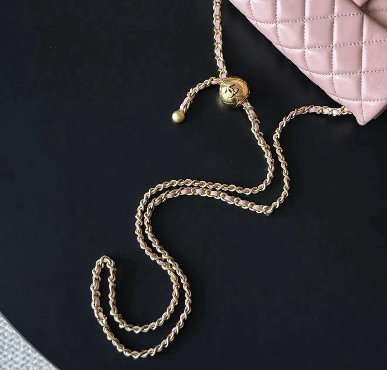 CHANEL Pink Classic Flap Crossbody Chain Strap Turn Lock Gold Hardware Charm