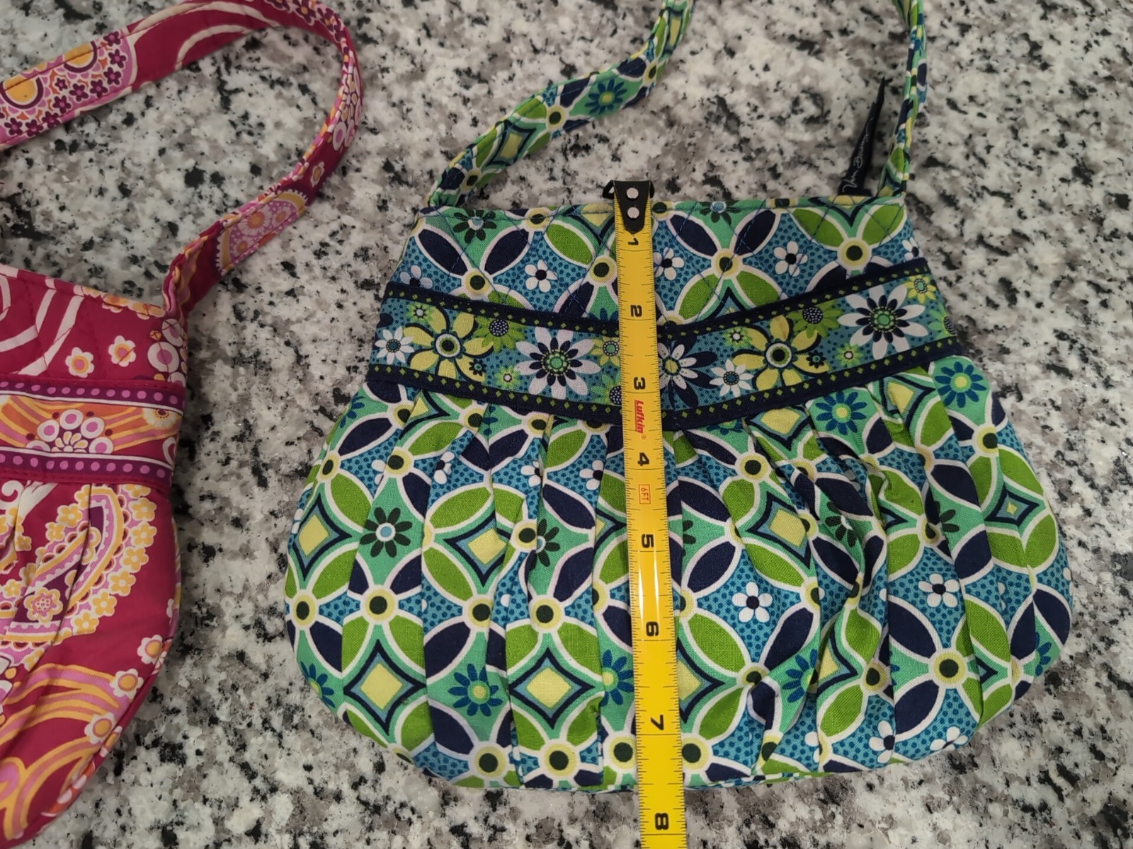 LOT/2 VERA BRADLEY SMALL HAND/SHOULDER BAG/PURSE RED/ORANGE–BLUE/GREEN EUC