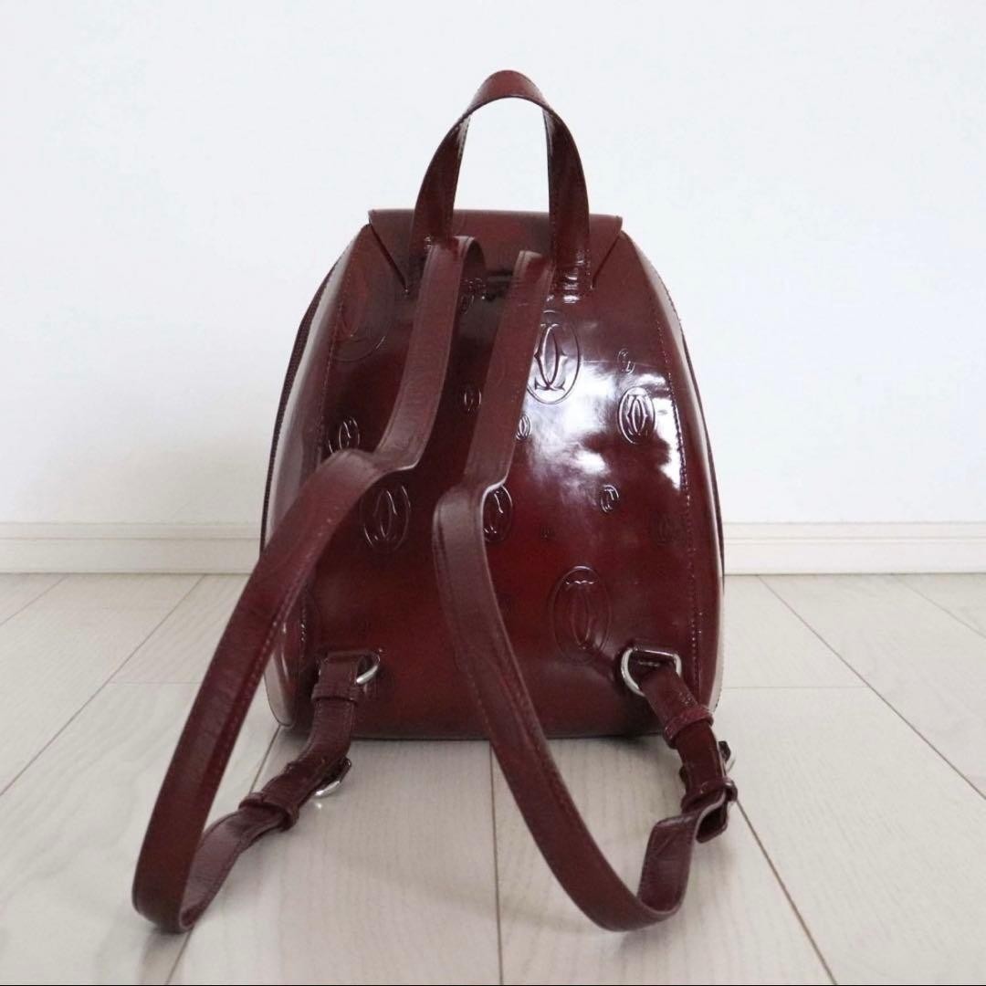 Cartier Backpack Patent Leather Bordeaux Turnlock Happy Birthday from Japan