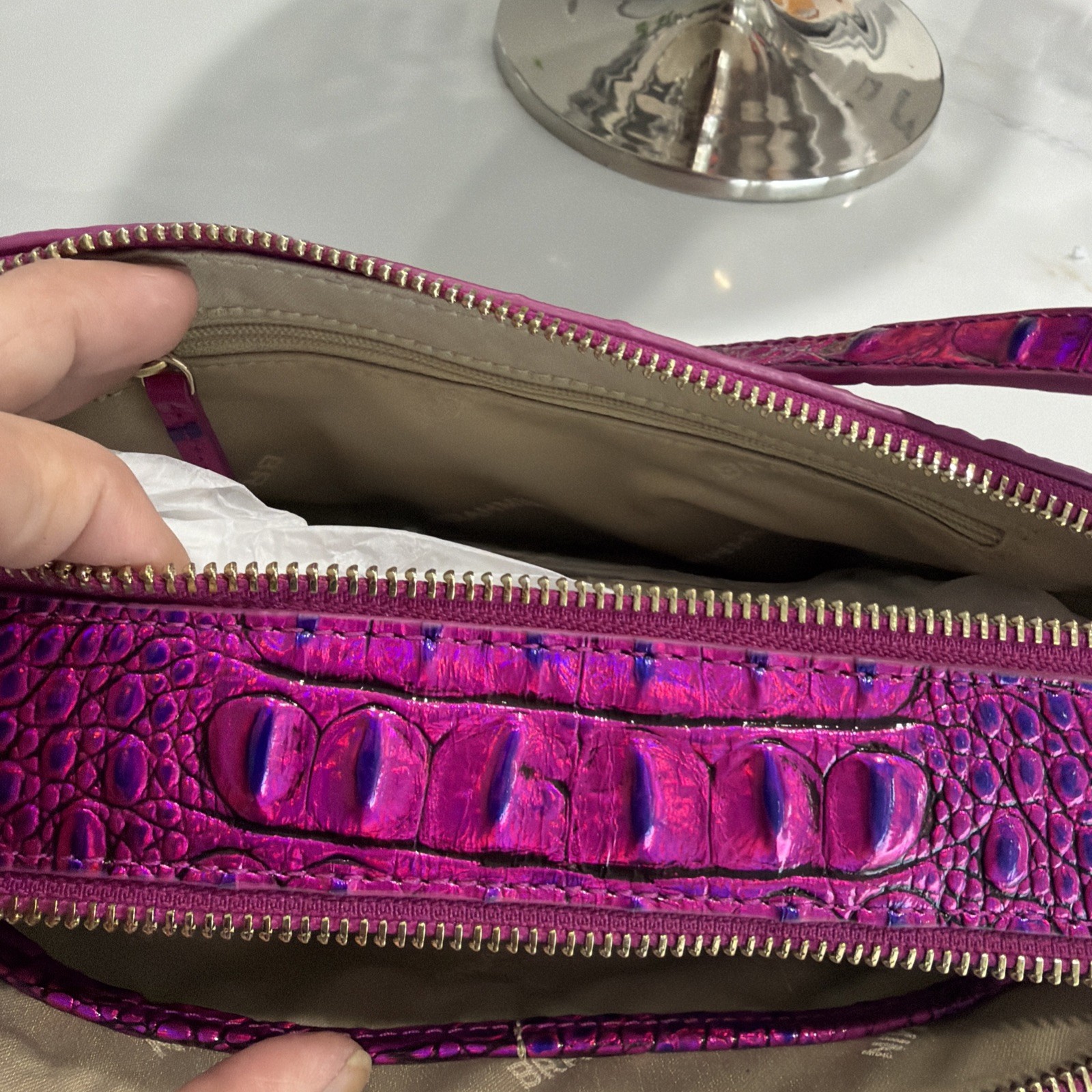 Brahmin Purse Danica Messenger Violet Melbourne W Upgraded Crystal Strap