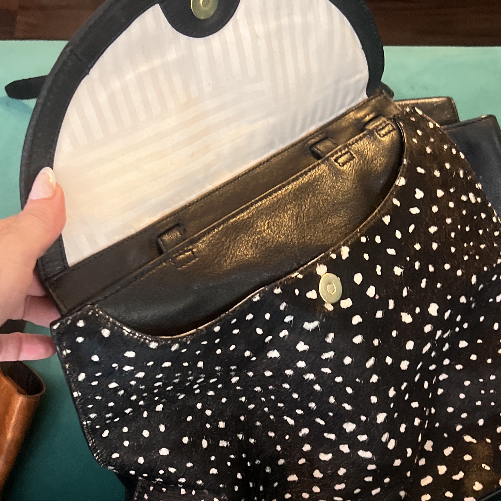 Kate Spade Saturday Black & White Spotted Large Satchel, Detachable Strap