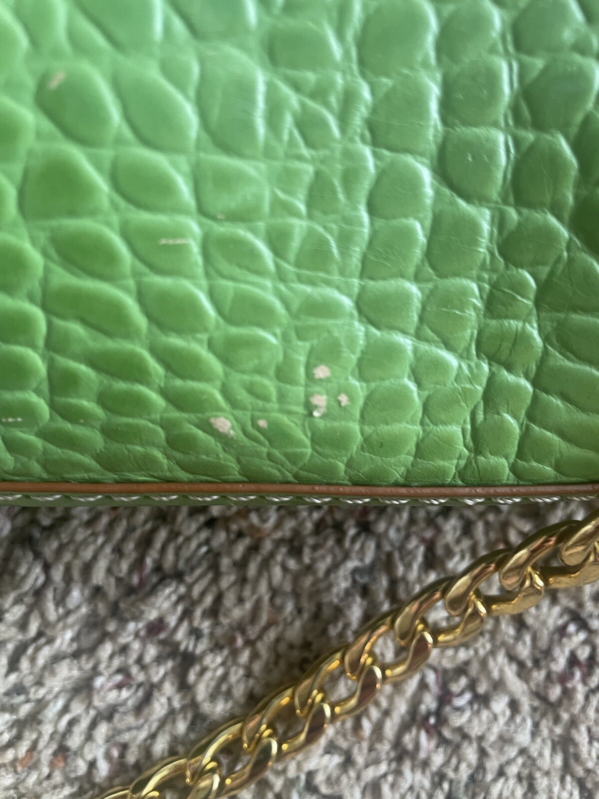 Michael Kors Green Crocodile Print Shoulder Handbag