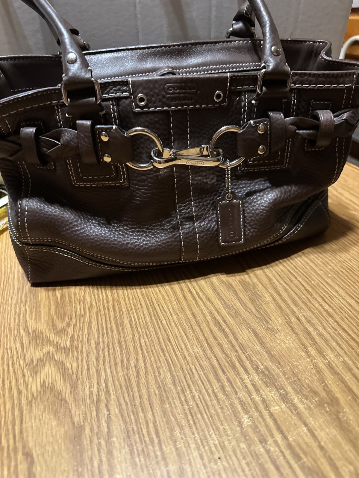 Brown Coach Leather Hampton Handbag
