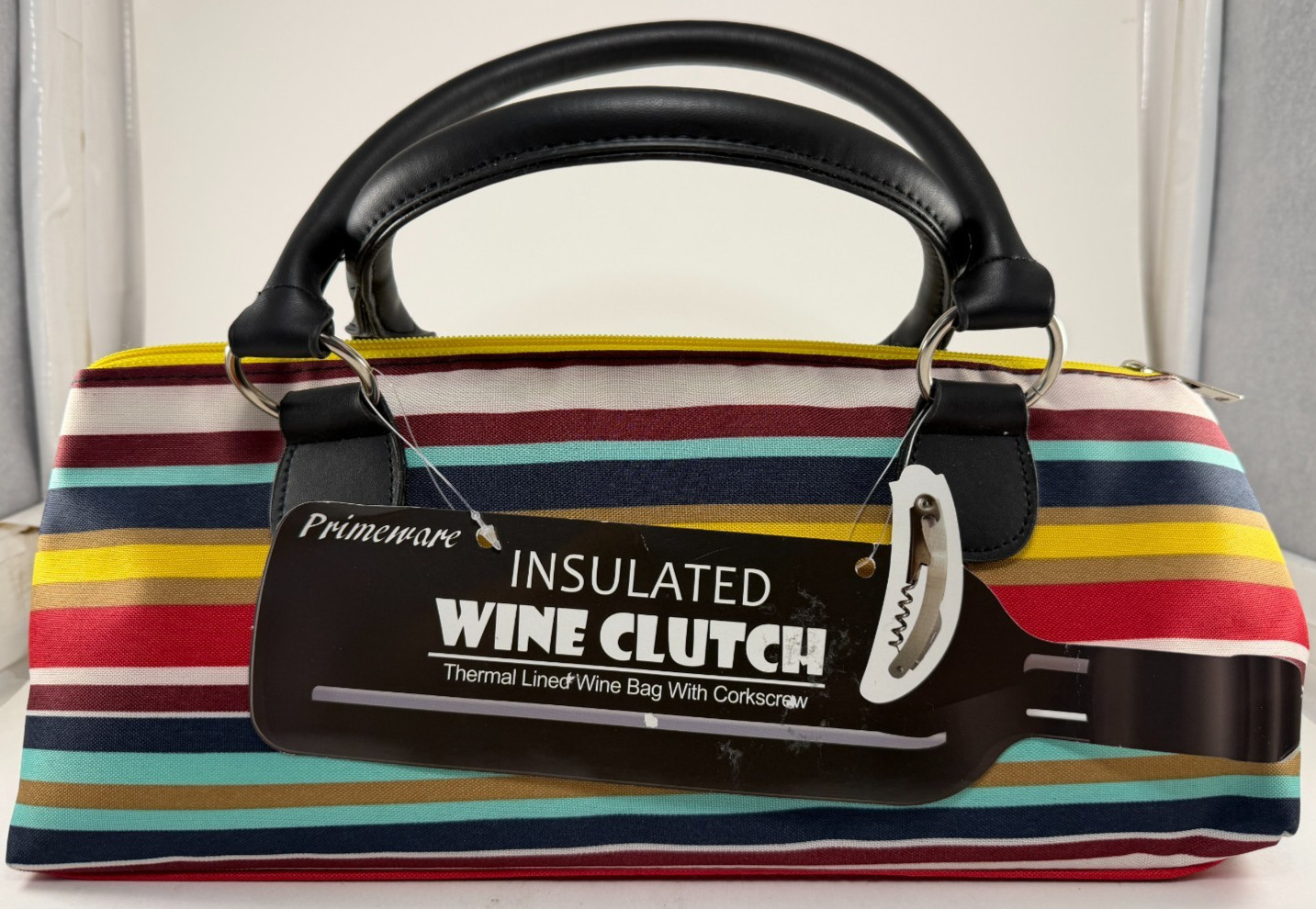 Primeware NEW Stylish Multicolor Striped WINE CLUTCH BAG Thermal Lined See Photo