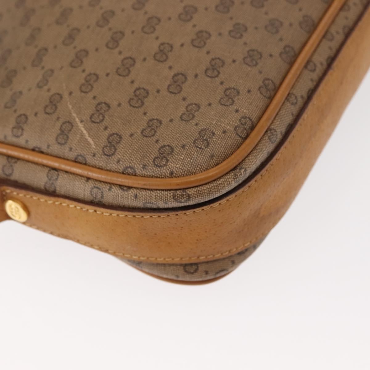 GUCCI Micro GG Supreme Shoulder Bag PVC Beige Gold 007 123 0428 Auth ki6116