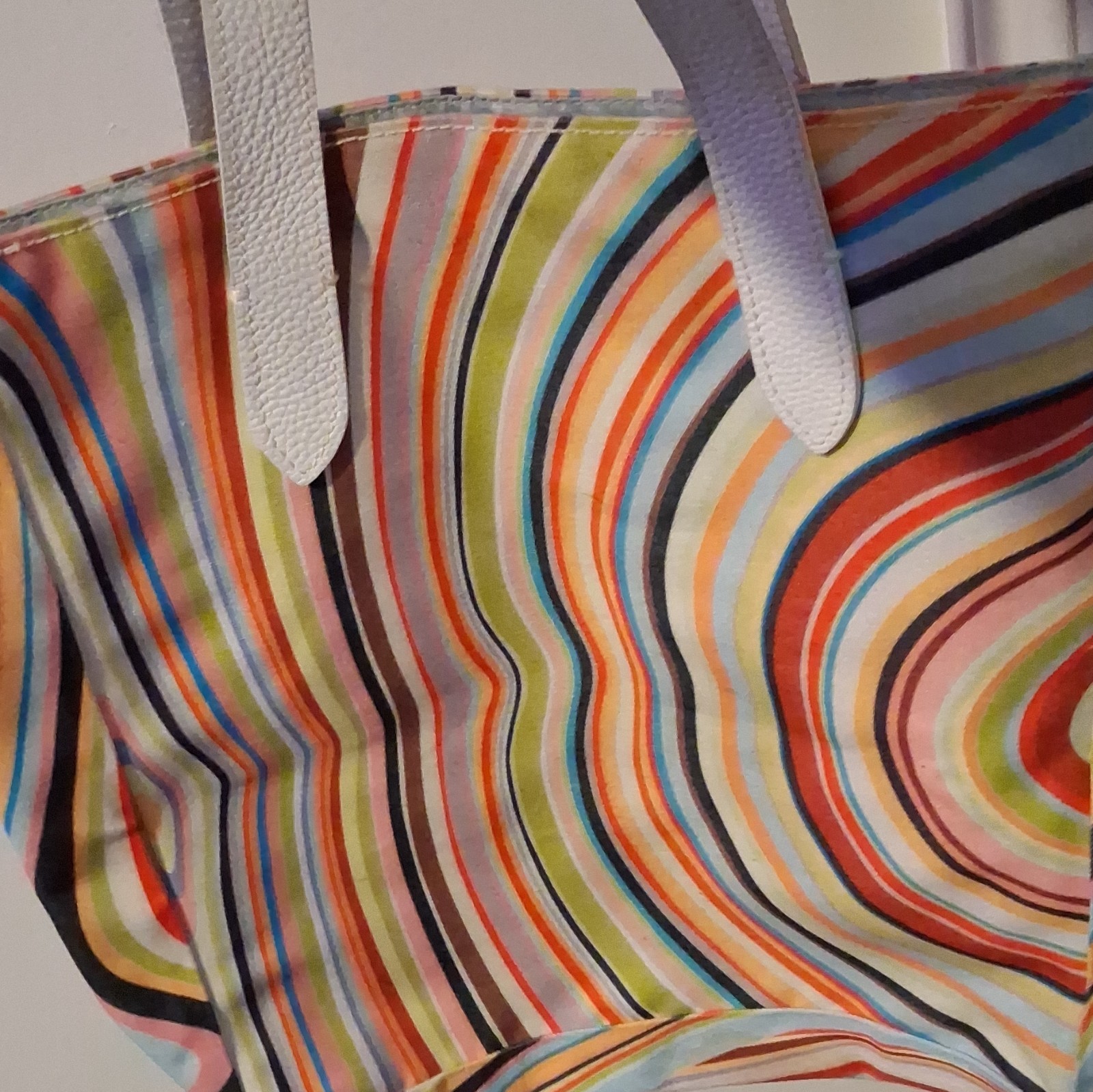 Paul Smith Multicolor Striped Canvas Large Reusable Tote Bag 18×12 in