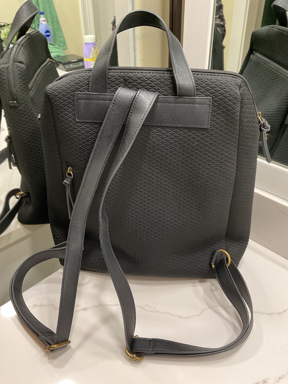 NWOT The Sak Olvera Backpack Style Unisex Black Quilted Travel Work School