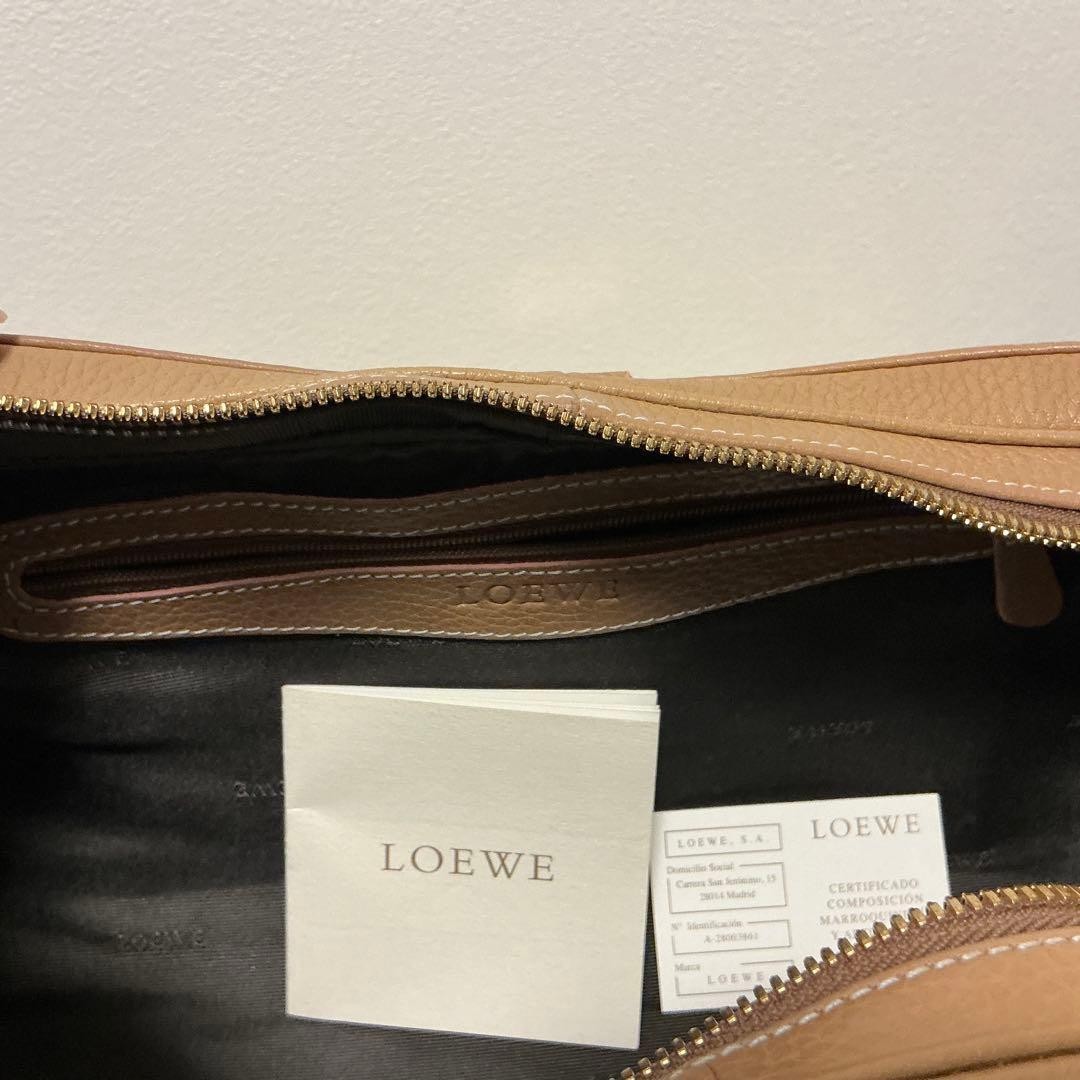 Auth LOEWE Senda Leather Handbag Shoulder Bag Beige Pink Gold Women’s Zipper