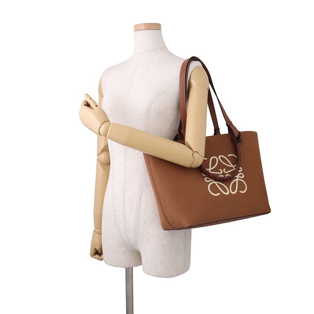 LOEWE Anagram Tote Bag Size Small Jacquard/Calf Leather Tan A717S72X06