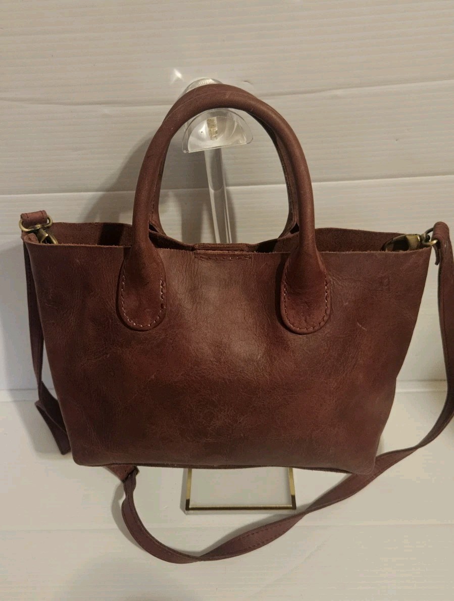 Portland Leather Raindrop Tote Bag – Red Burgundy, Adjustable Crossbody Strap