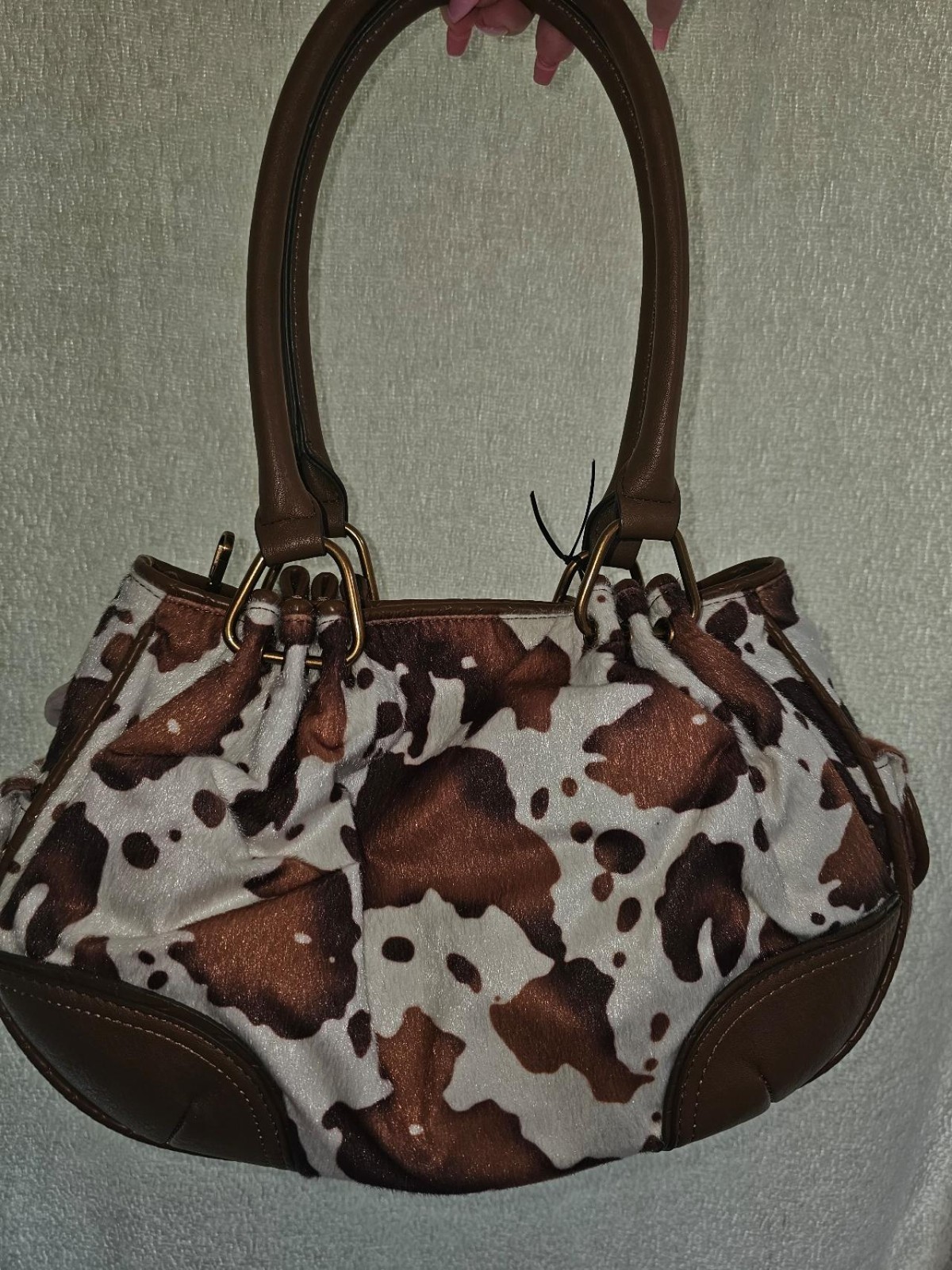 NWT Juicy Couture Romance Saddle Brown Cow Multicolor Satchel Viral Handbag