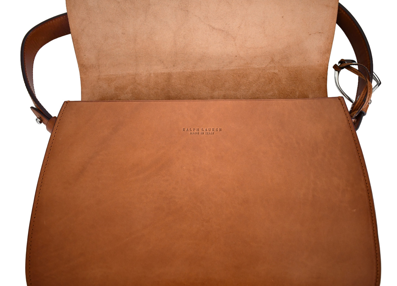 RALPH LAUREN COLLECTION Brown STIRRUP EQUESTRIAN VACHETTA SADDLE Shoulder BAG