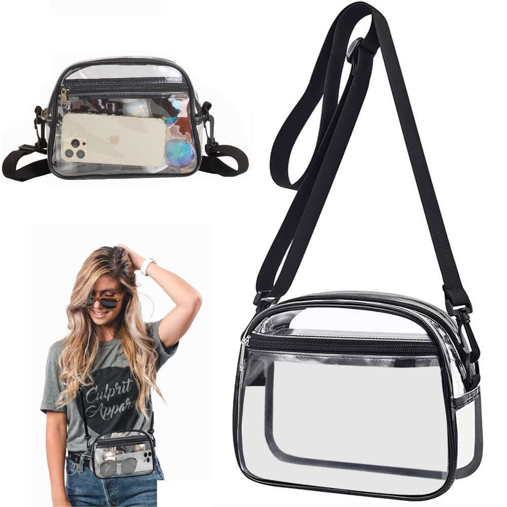 Heavy Duty Clear PVC Bag Waterproof Transparent Sling Bag See Through Book-bag