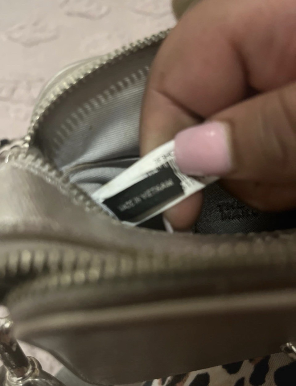Marc Jacobs Metallic Silver Logo Crossbody Bag w/ Adjustable Detachable Strap