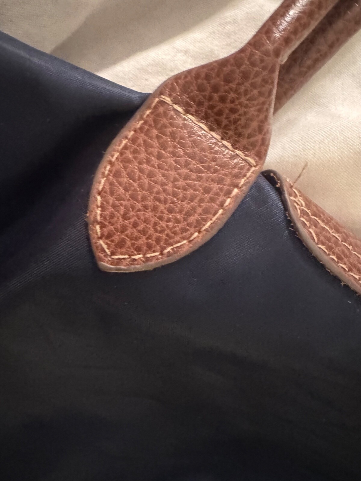 Le Pliage-inspired astral blue nylon tote 12”medium packable long handles used