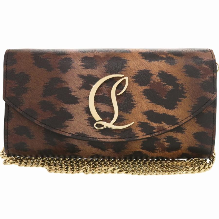 CHRISTIAN LOUBOUTIN Bag: LOUBI54 Leopard Brown W19H10.5D4cm w/dust bag;