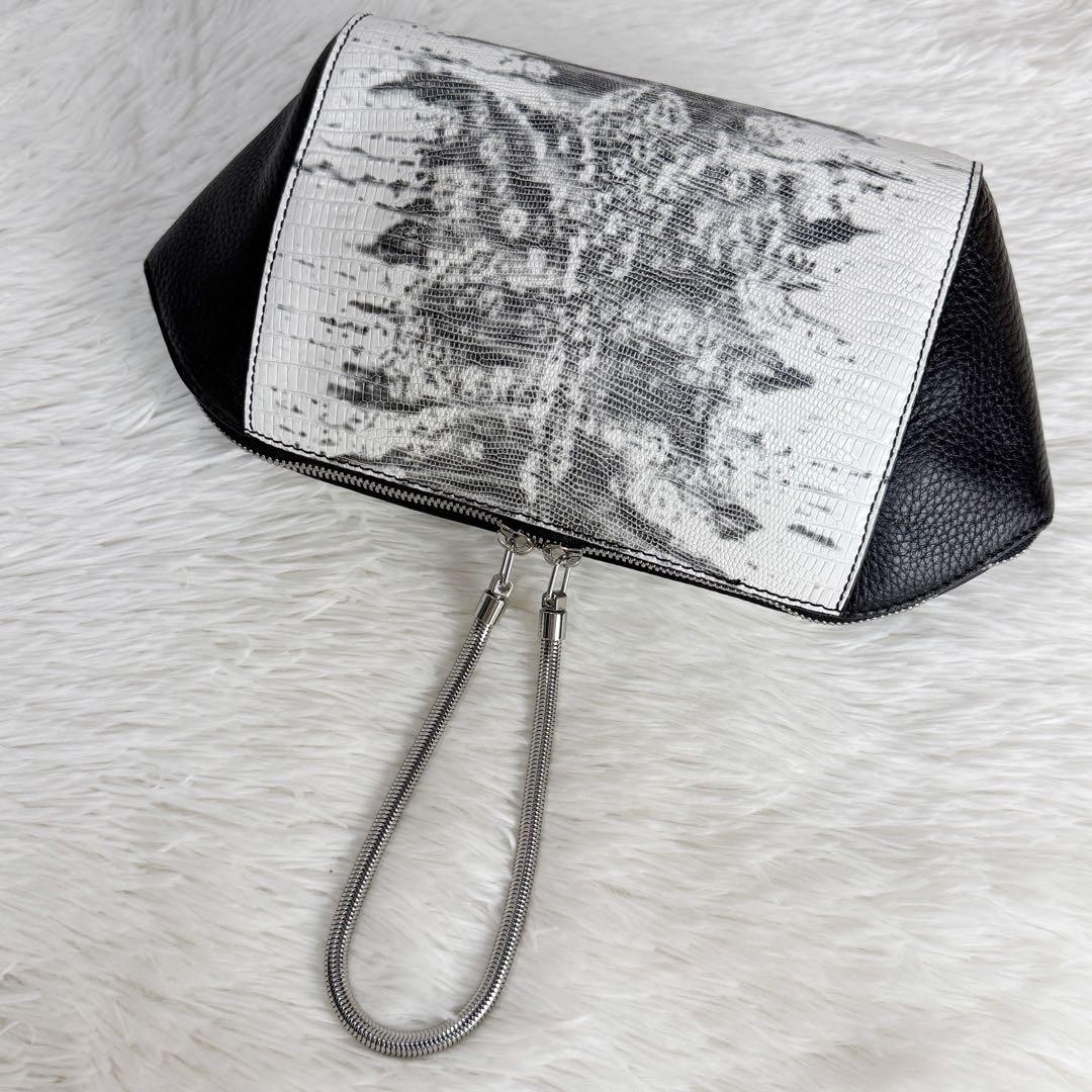 Alexander Wang Black Lizard Embossed Leather Clutch Bag Japan 079321