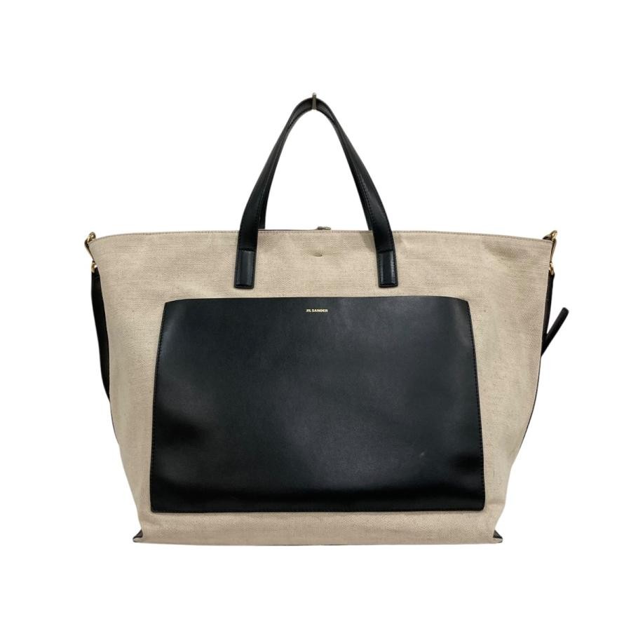 JIL SANDER Bag: WANDER SQUARE Black/Ivory W53H33D21cm w/o accessories;