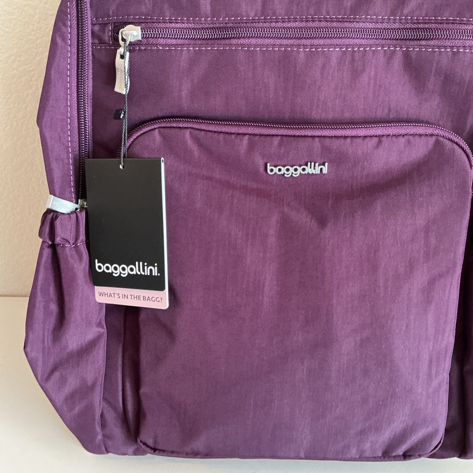 NEW Baggallini Everyday Laptop Backpack 16×14 Water-Repellent Mulberry Color
