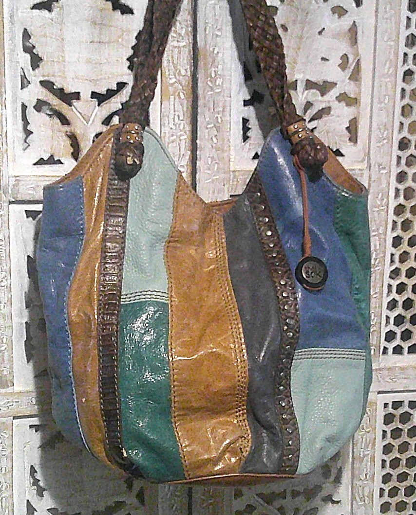 The Sak – Blue and Turquoise Color Block Leather Hobo Bucket Bag